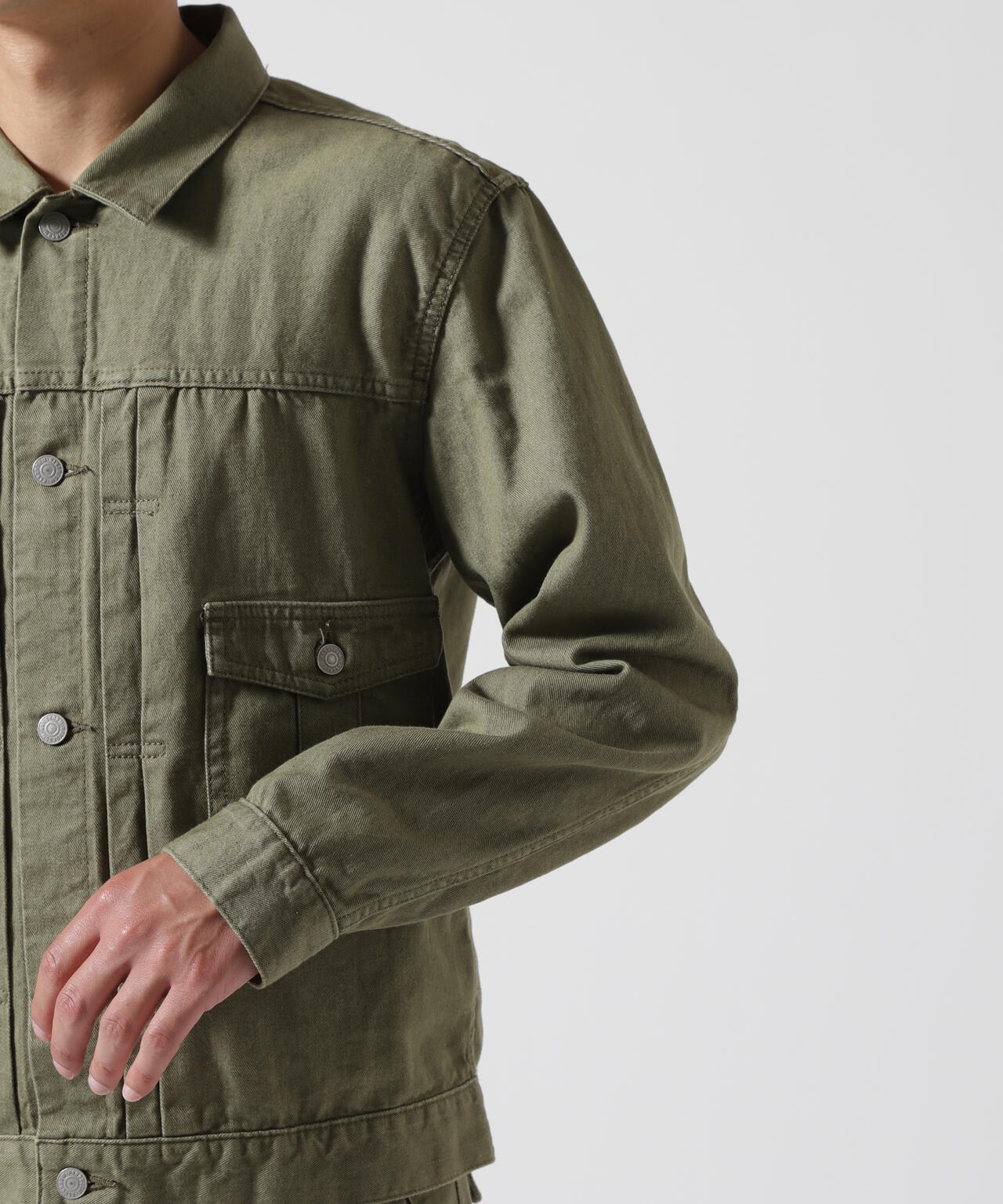 《TFQP by HANDROOM》GREEN SELVEDGE MILITARY DENIM JACKET