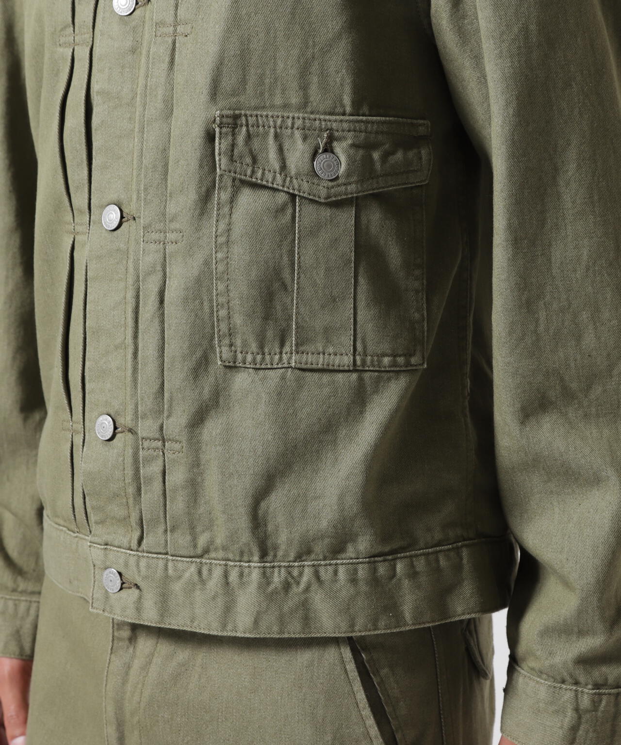《TFQP by HANDROOM》GREEN SELVEDGE MILITARY DENIM JACKET
