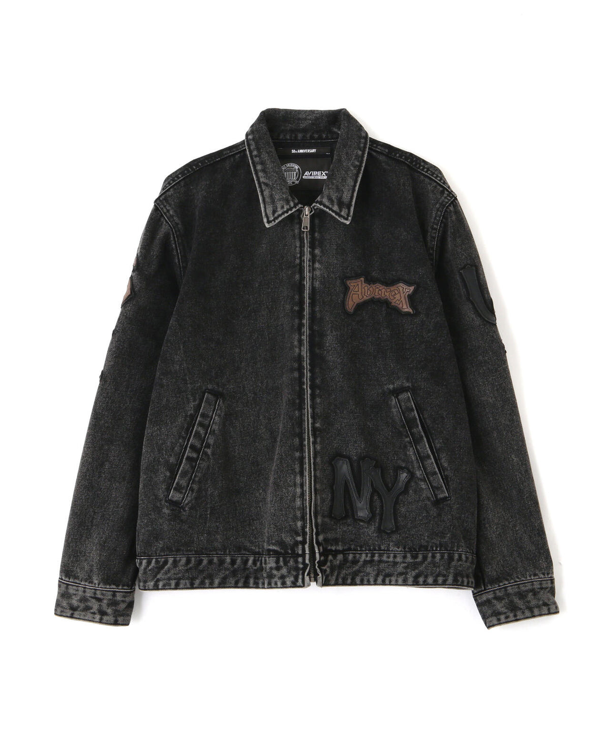 LEATHER PATCH DENIM JACKET