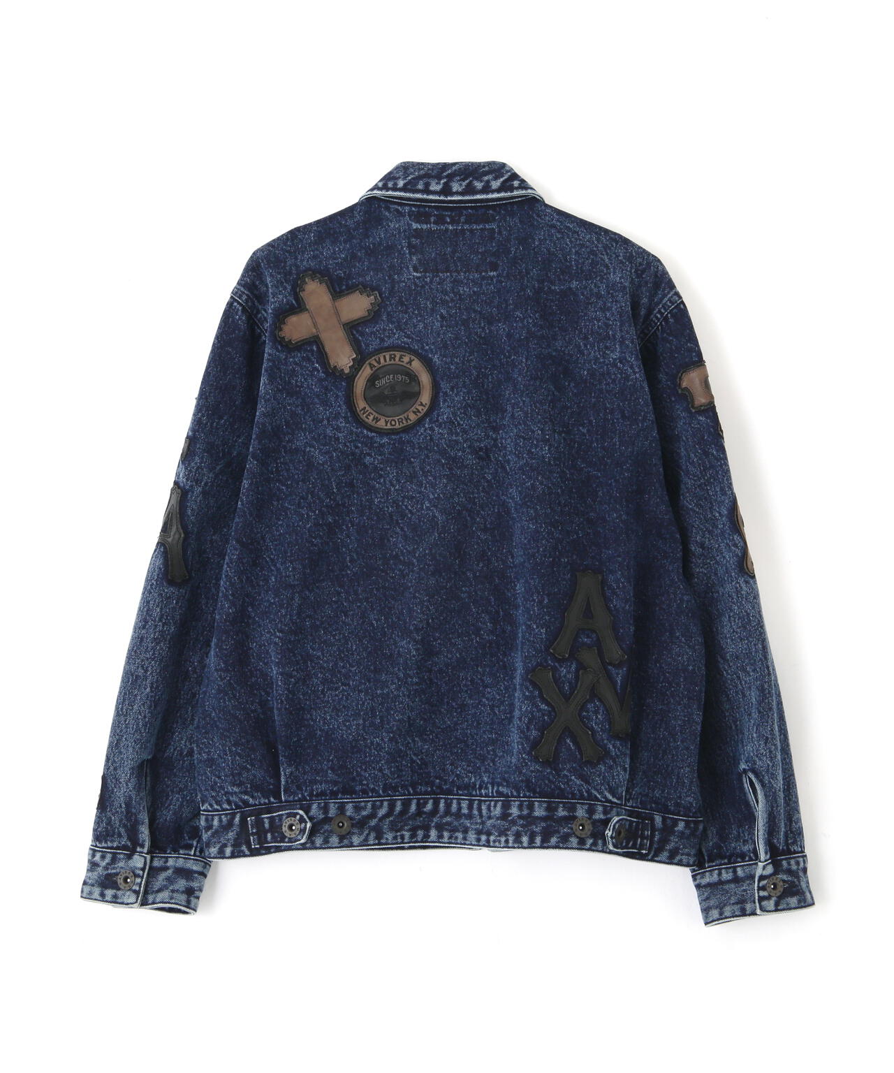 LEATHER PATCH DENIM JACKET