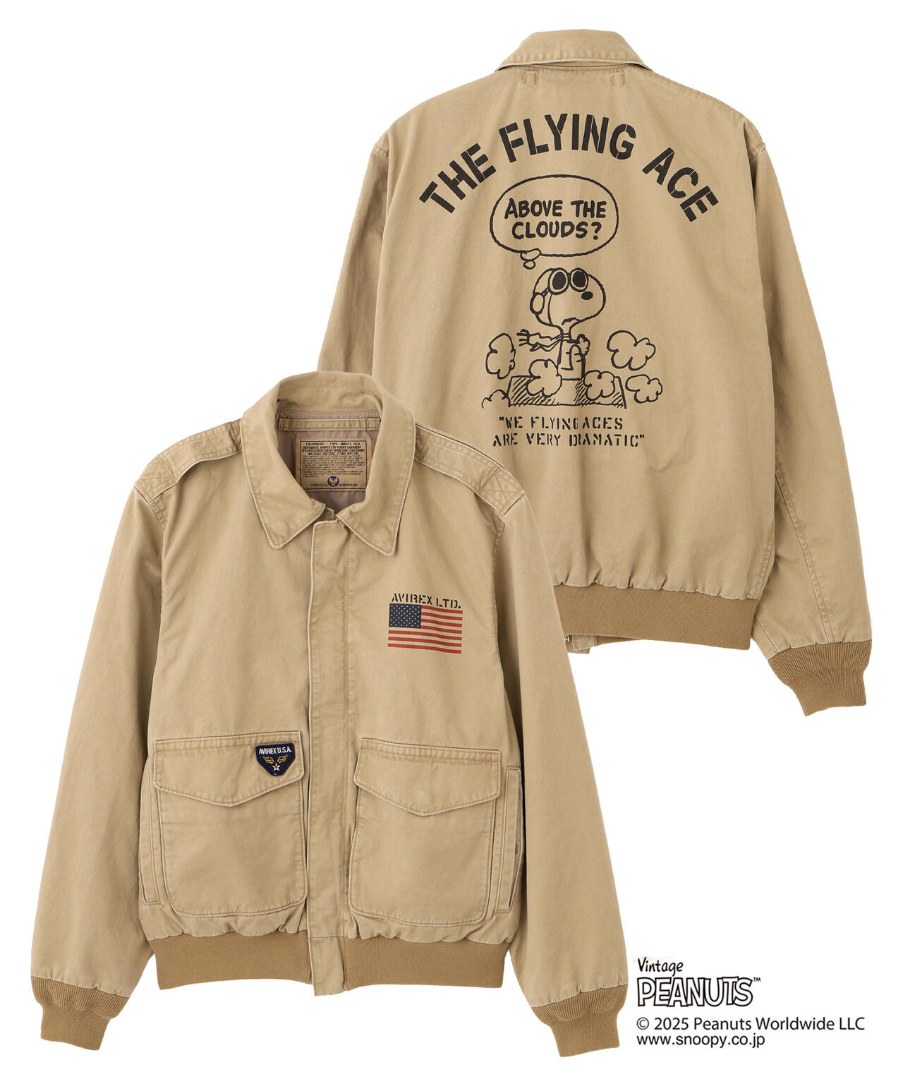 《AVIREX × PEANUTS》COTTON A-2 ”FLYING ACE”