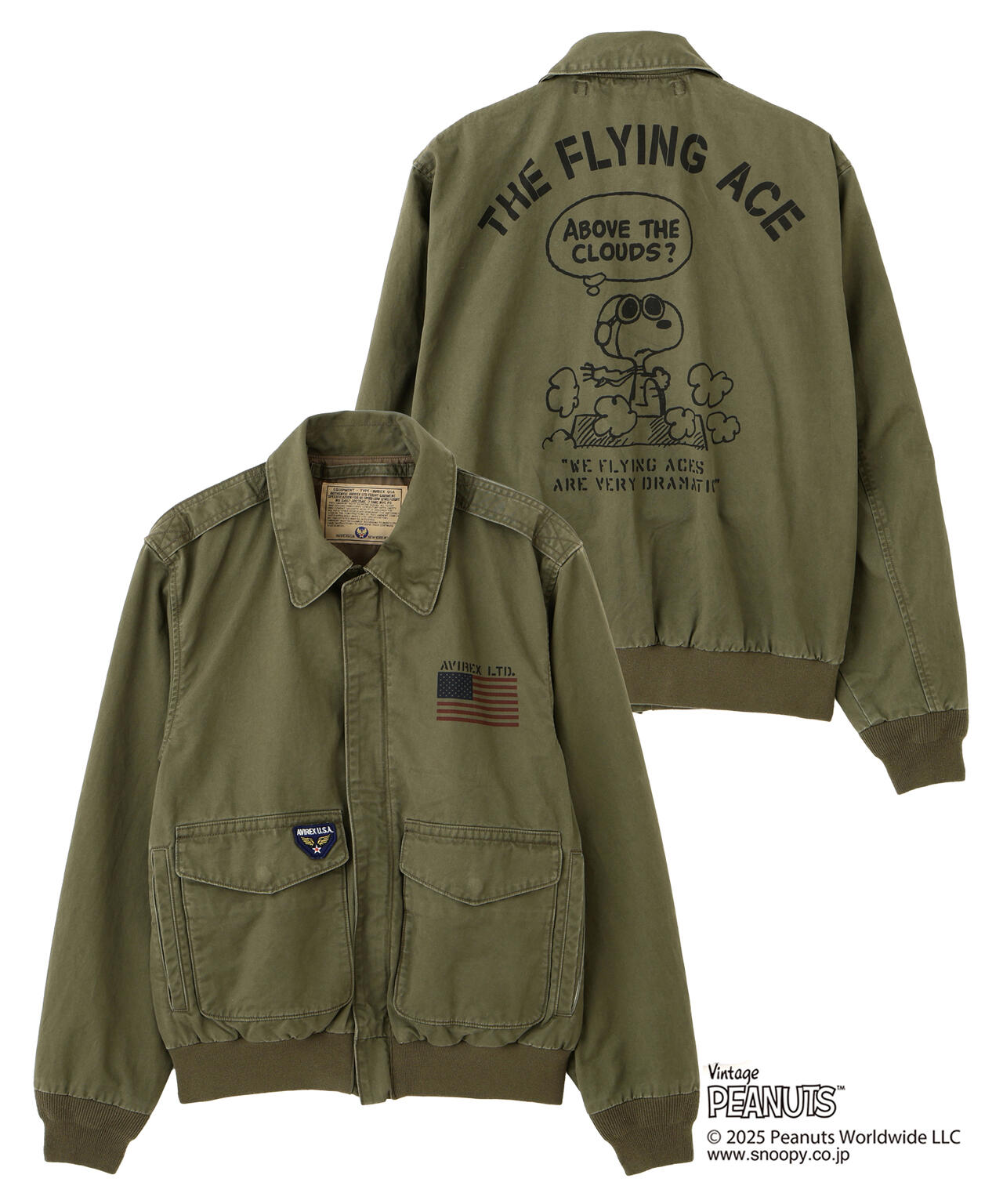 《AVIREX × PEANUTS》COTTON A-2 ”FLYING ACE”