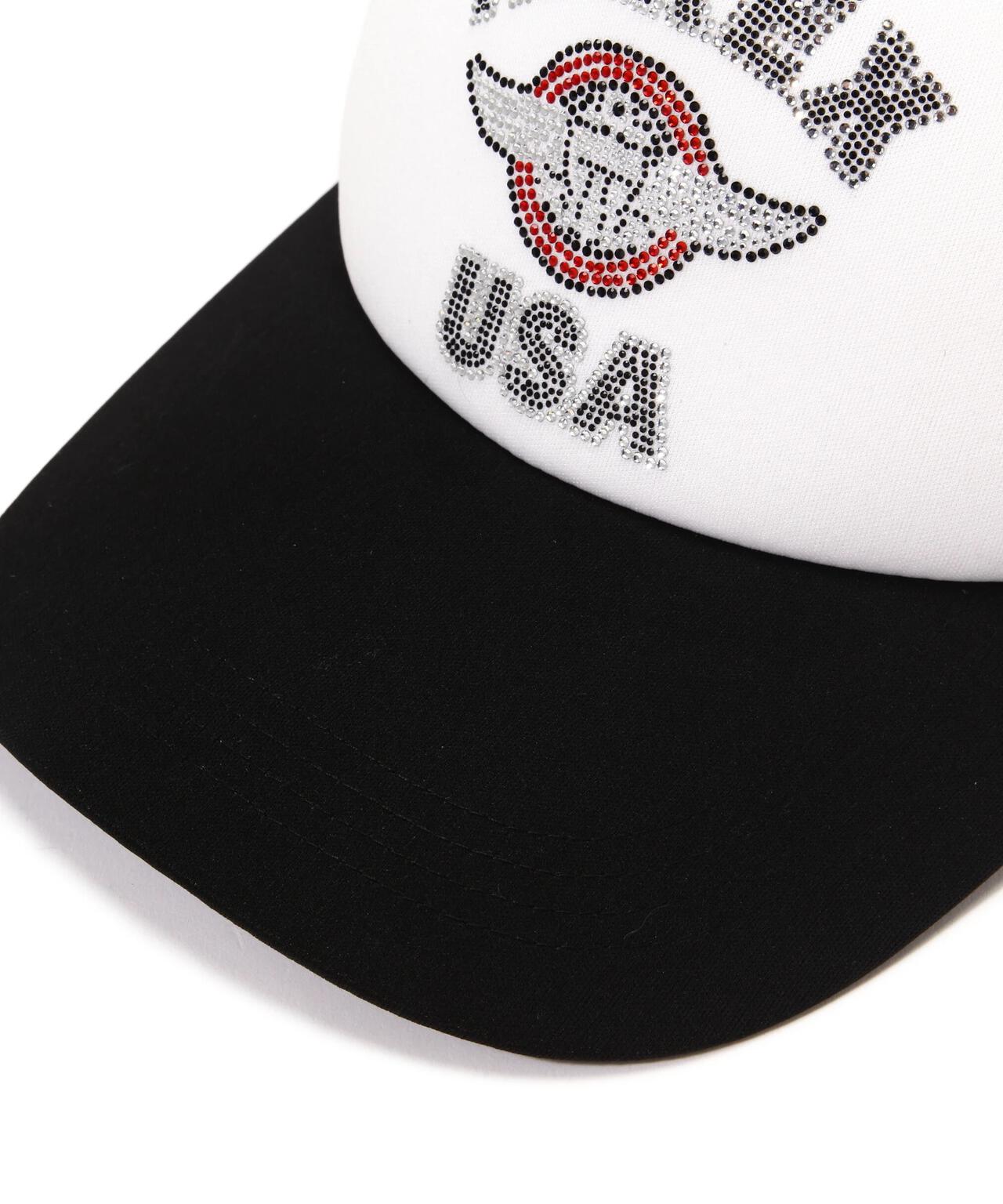 《WOMAN/直営店限定》RHINESTONE VARSITY LOGO MESH CAP/ラインストーンバーシティーロゴメッシュキャップ