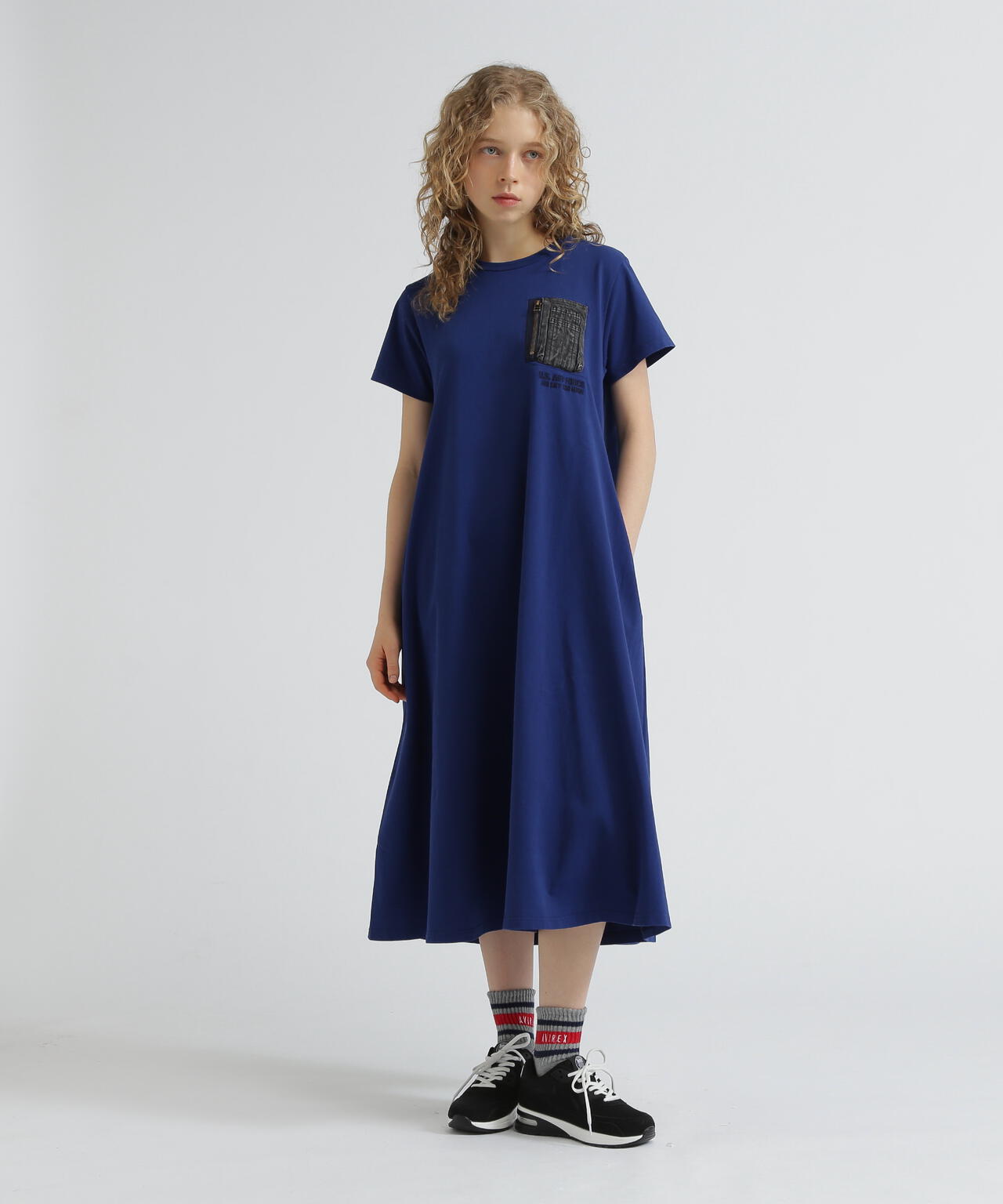 DENIM POCKET FLARE ONEPICE/デニム ポケット フレア ワンピース