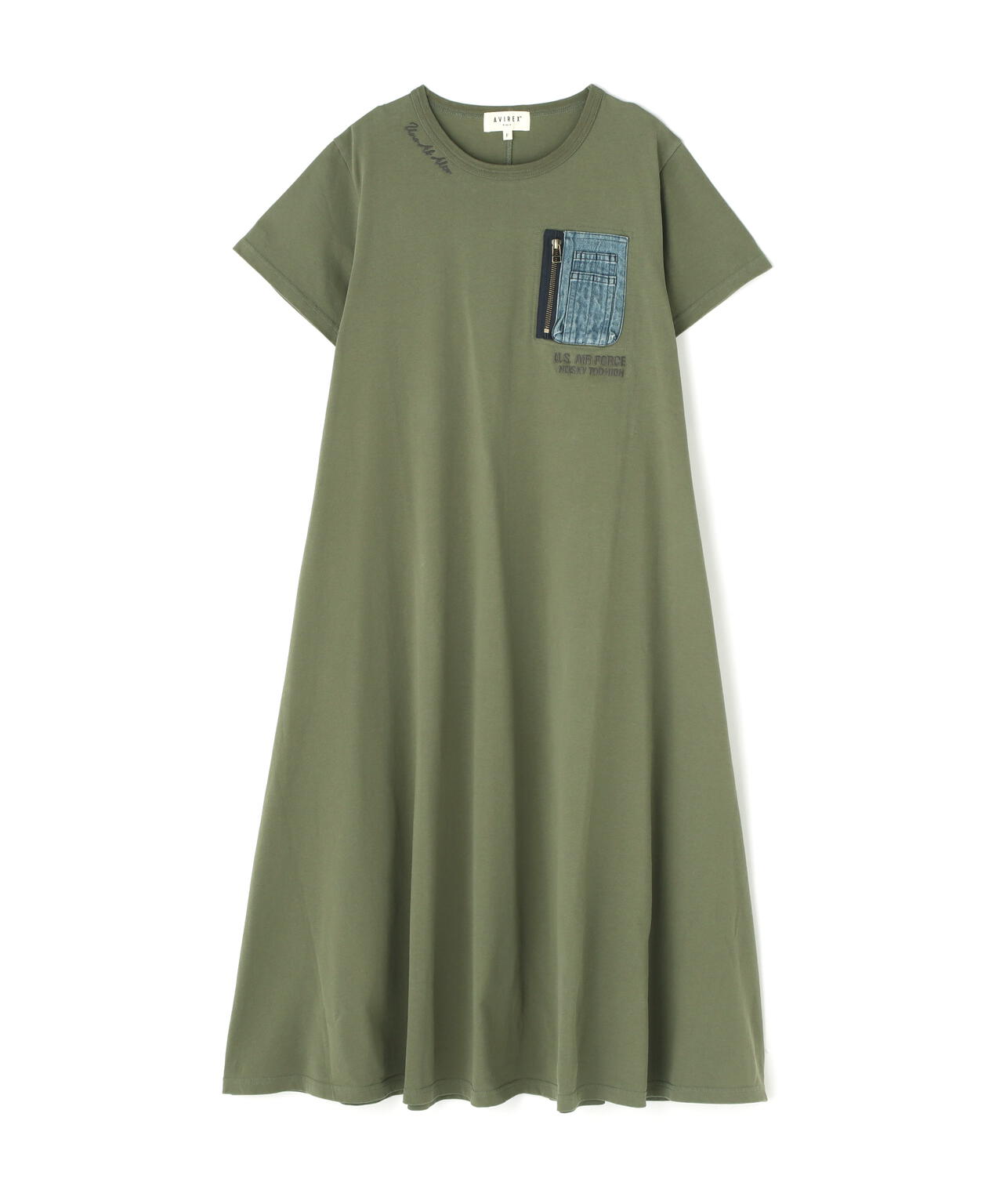 DENIM POCKET FLARE ONEPICE/デニム ポケット フレア ワンピース