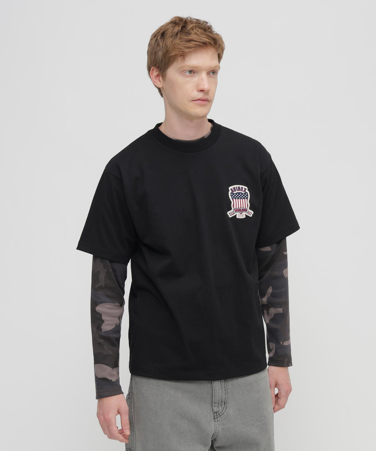 《DAILY/デイリー》 RIB LONG SLEEVE CREW NECK T-SHIRT ”CAMOUFLAGE”