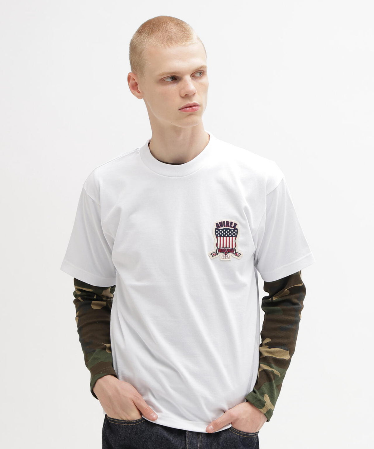 《DAILY/デイリー》 RIB LONG SLEEVE CREW NECK T-SHIRT ”CAMOUFLAGE”