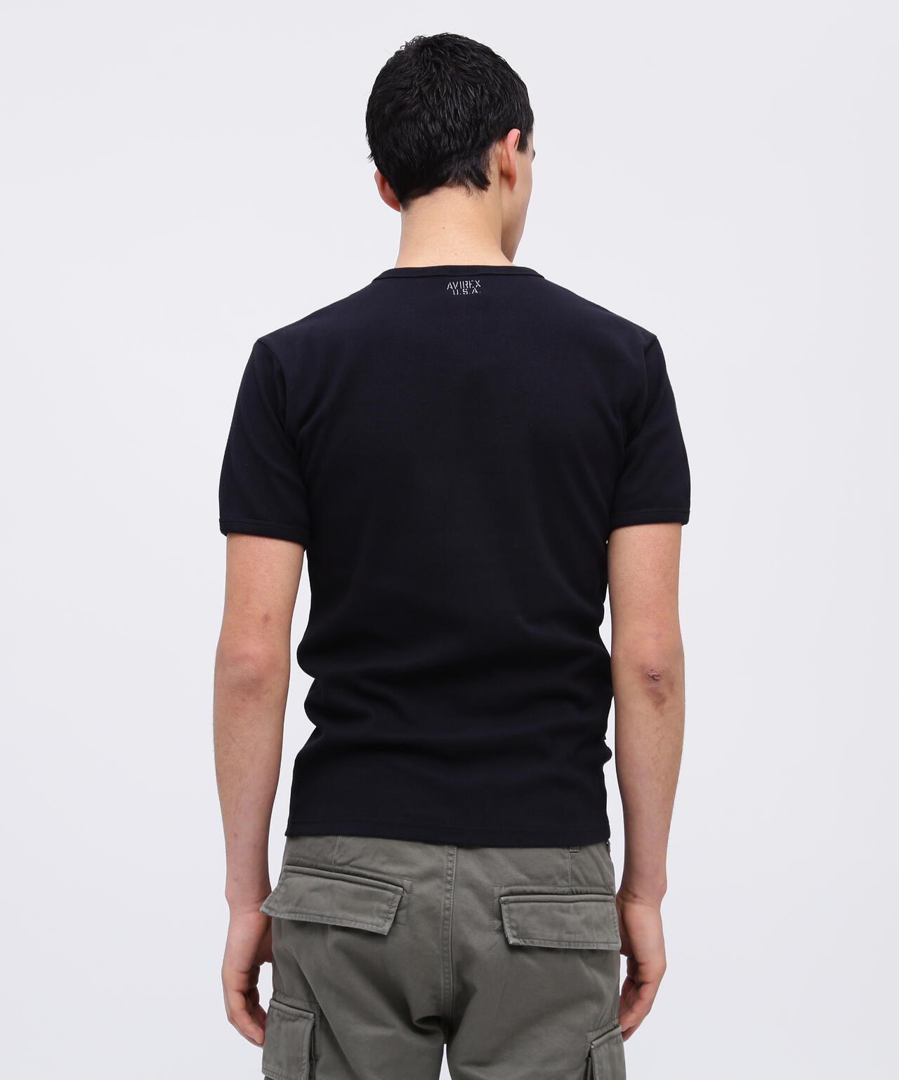 《DAILY/デイリー》RIB S/S V-NECK T-SHIRT/リブ 半袖 ブイネック Tシャツ デイリーウェア