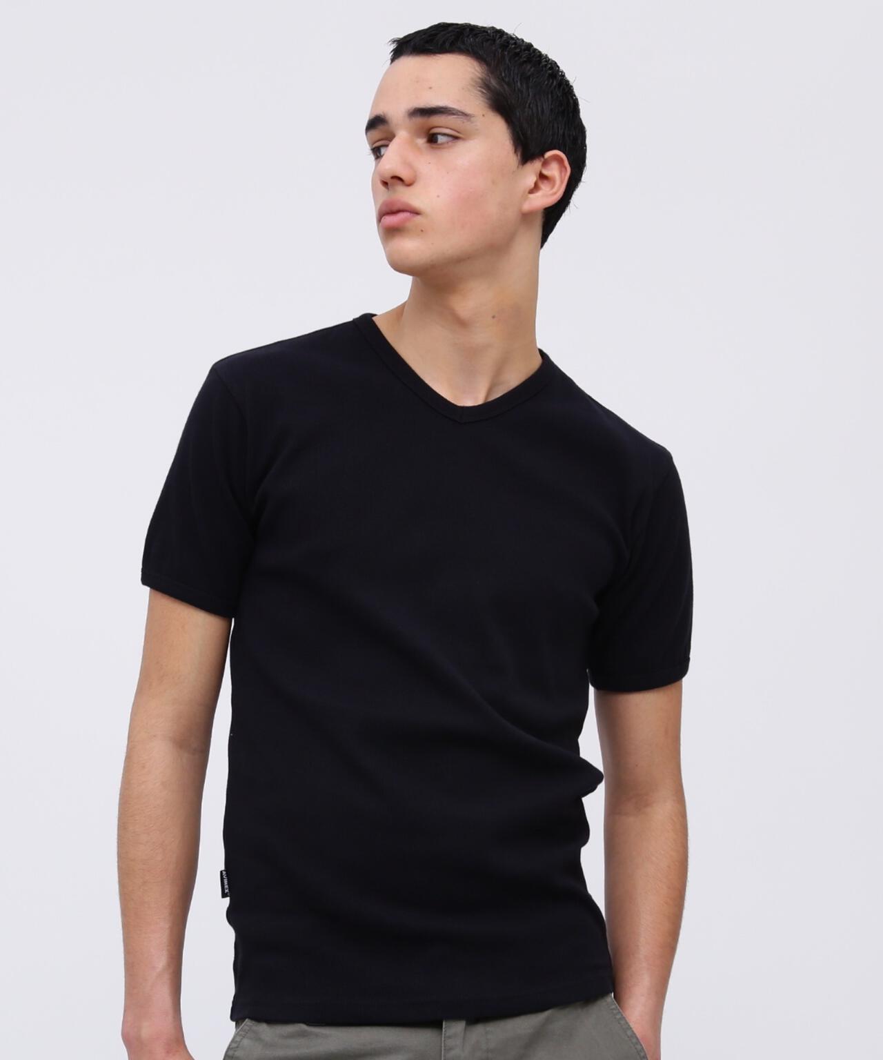 《DAILY/デイリー》RIB S/S V-NECK T-SHIRT/リブ 半袖 ブイネック Tシャツ デイリーウェア
