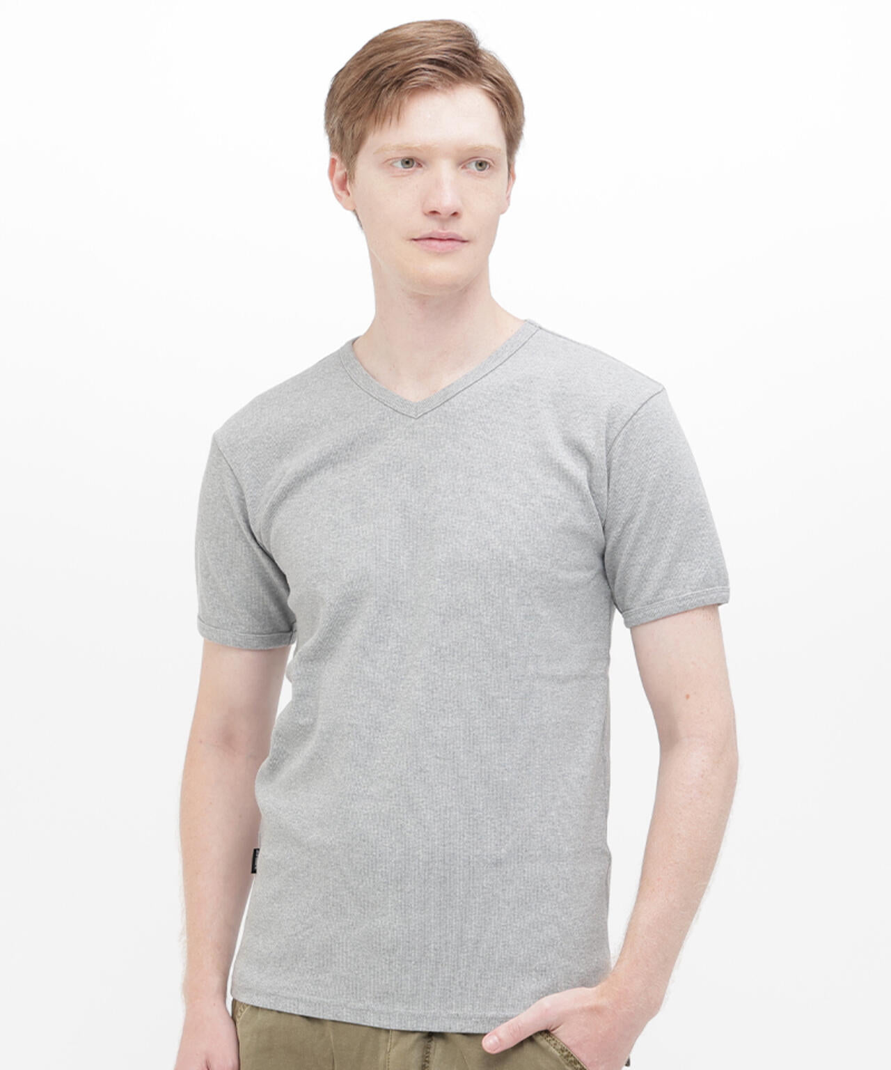 《DAILY/デイリー》RIB S/S V-NECK T-SHIRT/リブ 半袖 ブイネック Tシャツ デイリーウェア