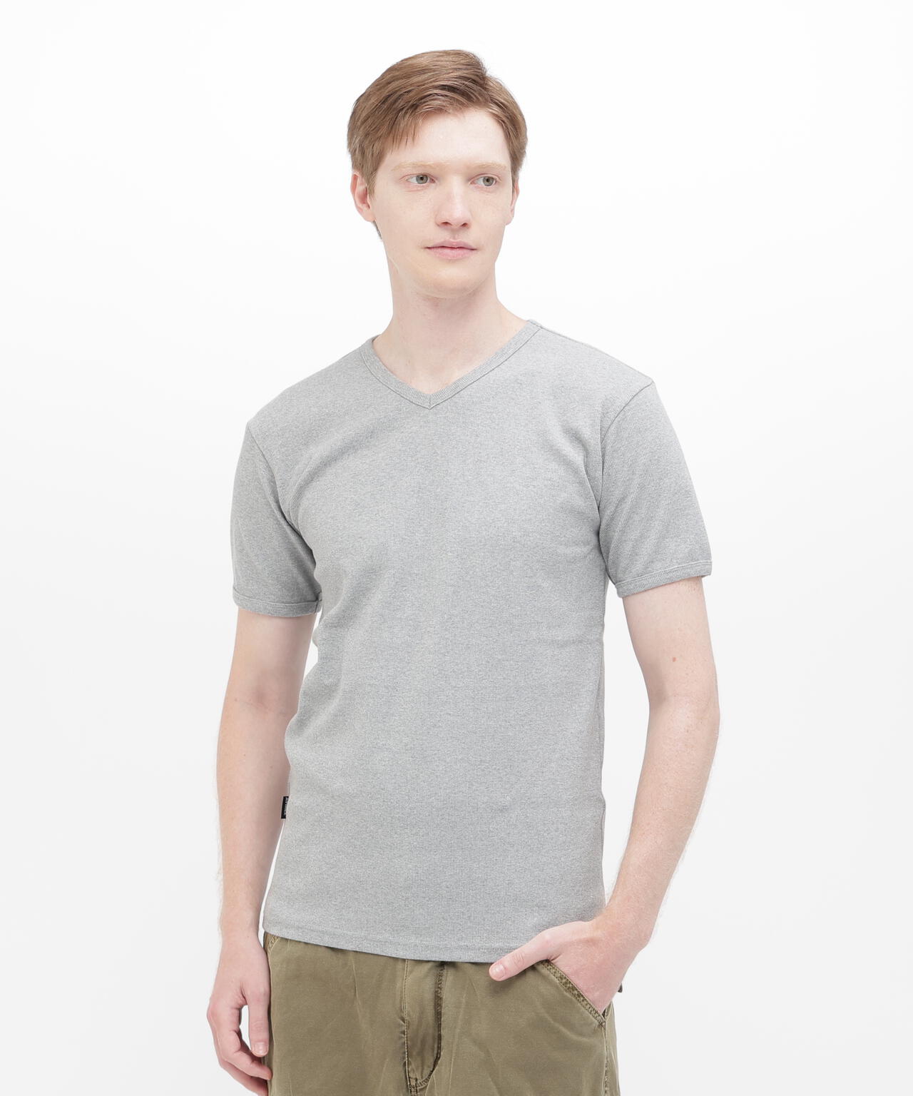 《DAILY/デイリー》RIB S/S V-NECK T-SHIRT/リブ 半袖 ブイネック Tシャツ デイリーウェア