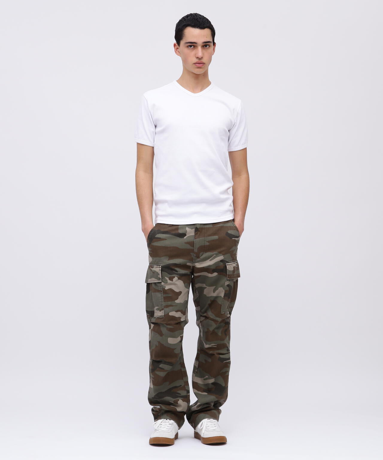 《DAILY/デイリー》RIB S/S V-NECK T-SHIRT/リブ 半袖 ブイネック Tシャツ デイリーウェア