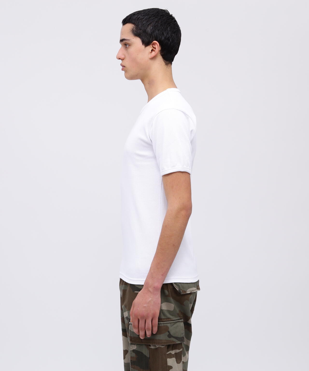 《DAILY/デイリー》RIB S/S V-NECK T-SHIRT/リブ 半袖 ブイネック Tシャツ デイリーウェア