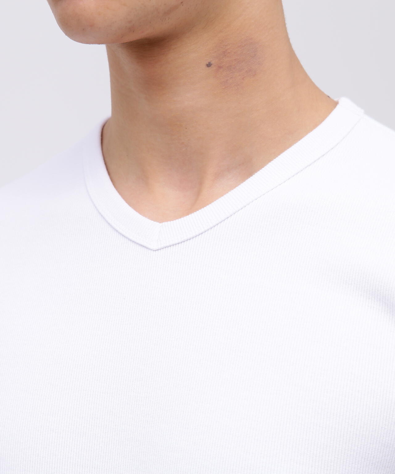 《DAILY/デイリー》RIB S/S V-NECK T-SHIRT/リブ 半袖 ブイネック Tシャツ デイリーウェア