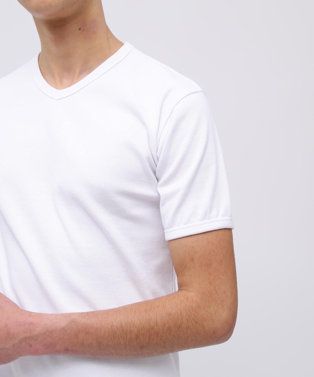 《DAILY/デイリー》RIB S/S V-NECK T-SHIRT/リブ 半袖 ブイネック Tシャツ デイリーウェア