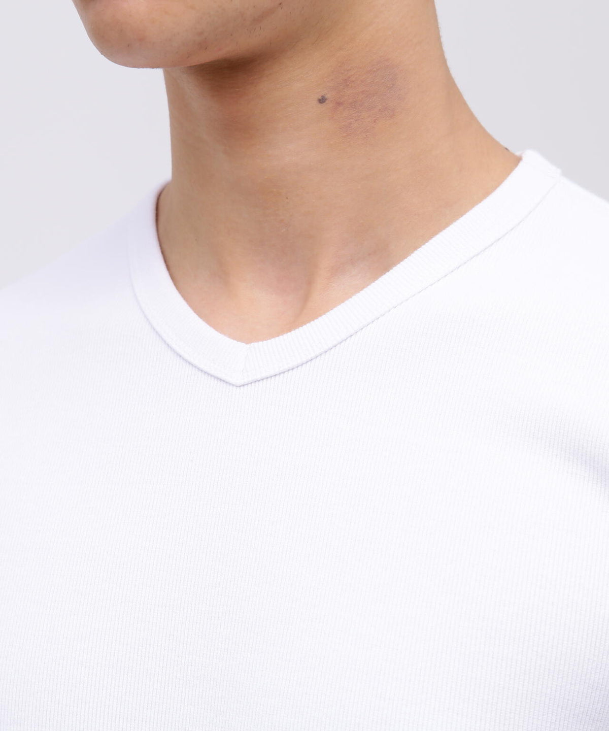 《DAILY/デイリー》RIB S/S V-NECK T-SHIRT/リブ 半袖 ブイネック Tシャツ デイリーウェア