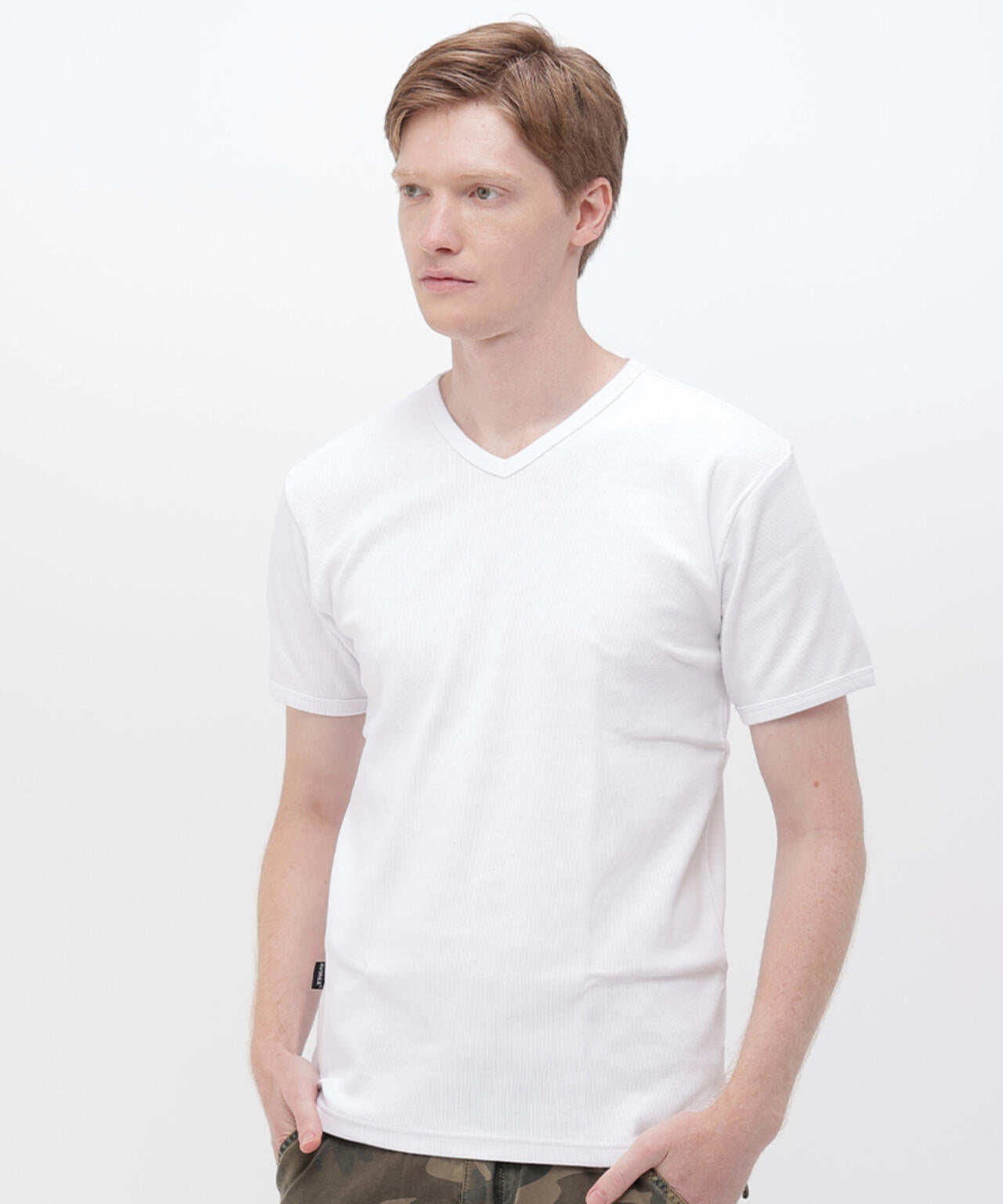 《DAILY/デイリー》RIB S/S V-NECK T-SHIRT/リブ 半袖 ブイネック Tシャツ デイリーウェア