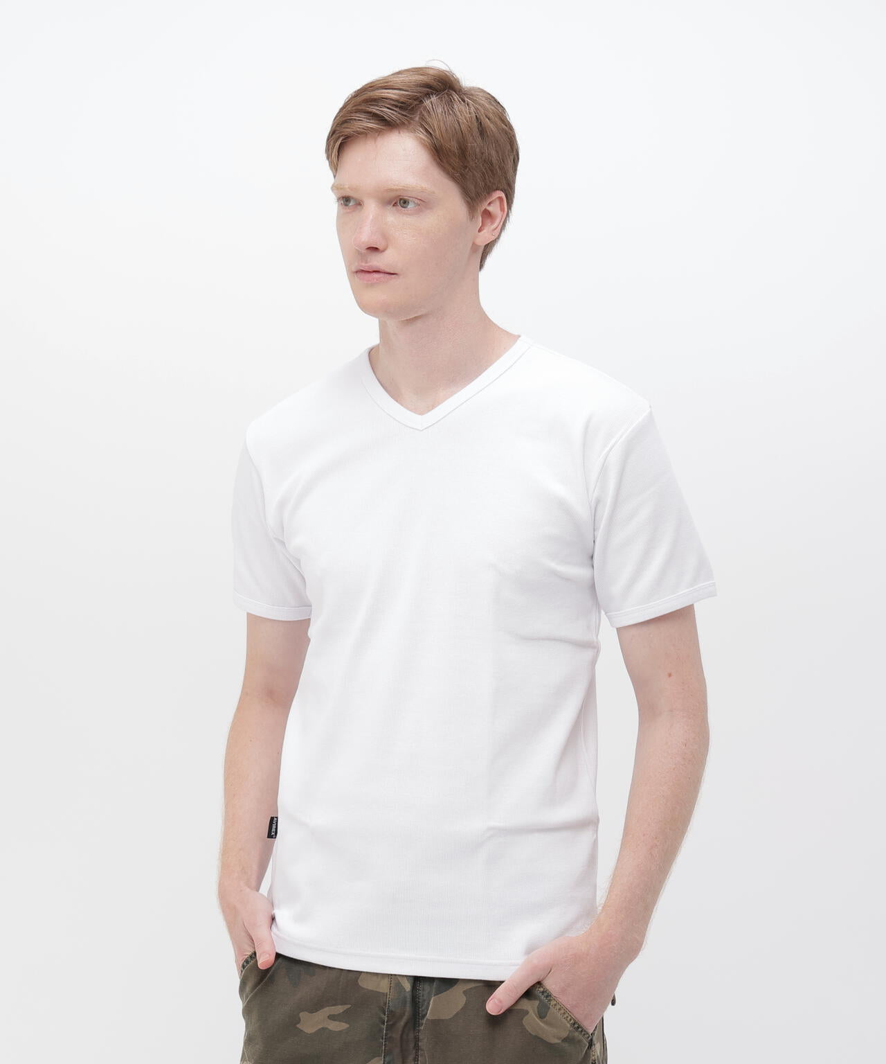 《DAILY/デイリー》RIB S/S V-NECK T-SHIRT/リブ 半袖 ブイネック Tシャツ デイリーウェア