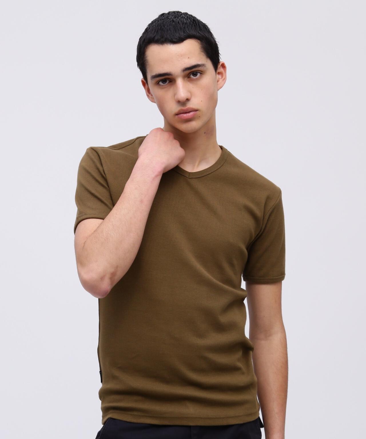 《DAILY/デイリー》RIB S/S V-NECK T-SHIRT/リブ 半袖 ブイネック Tシャツ デイリーウェア