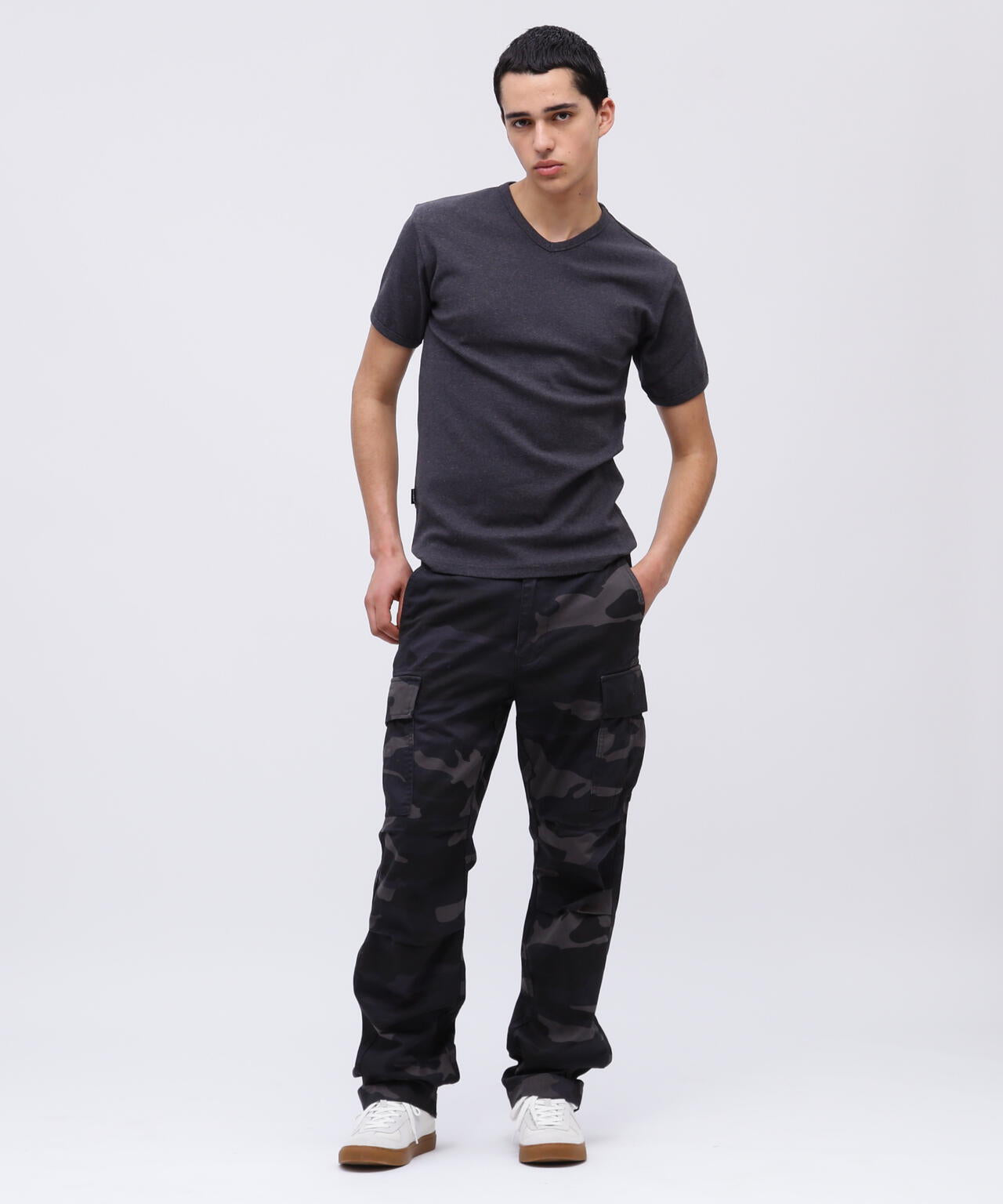 《DAILY/デイリー》RIB S/S V-NECK T-SHIRT/リブ 半袖 ブイネック Tシャツ デイリーウェア