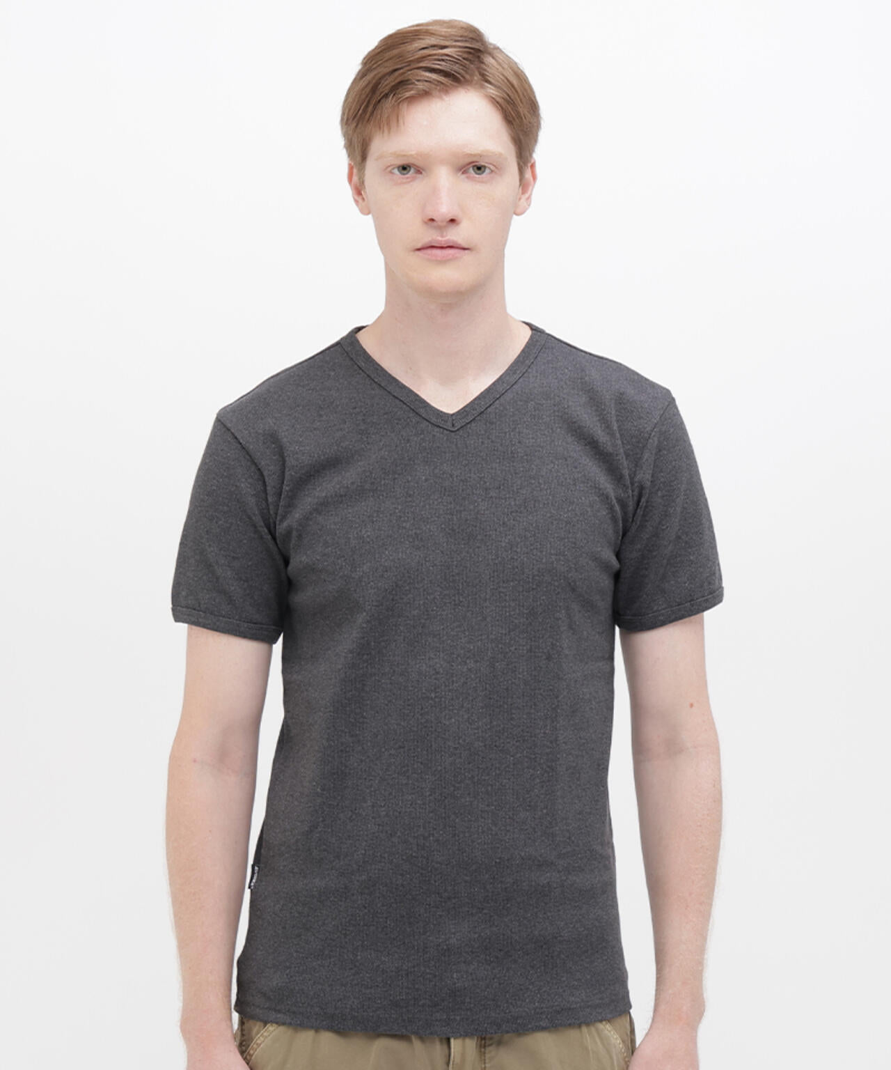 《DAILY/デイリー》RIB S/S V-NECK T-SHIRT/リブ 半袖 ブイネック Tシャツ デイリーウェア
