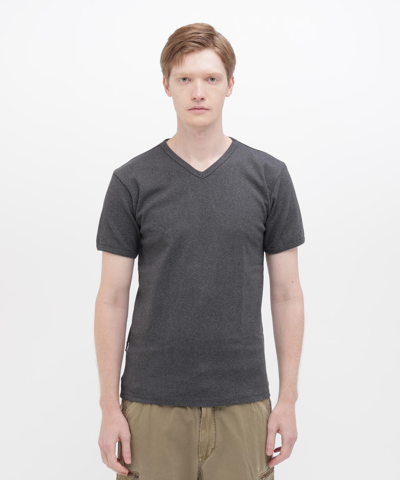 《DAILY/デイリー》RIB S/S V-NECK T-SHIRT/リブ 半袖 ブイネック Tシャツ デイリーウェア
