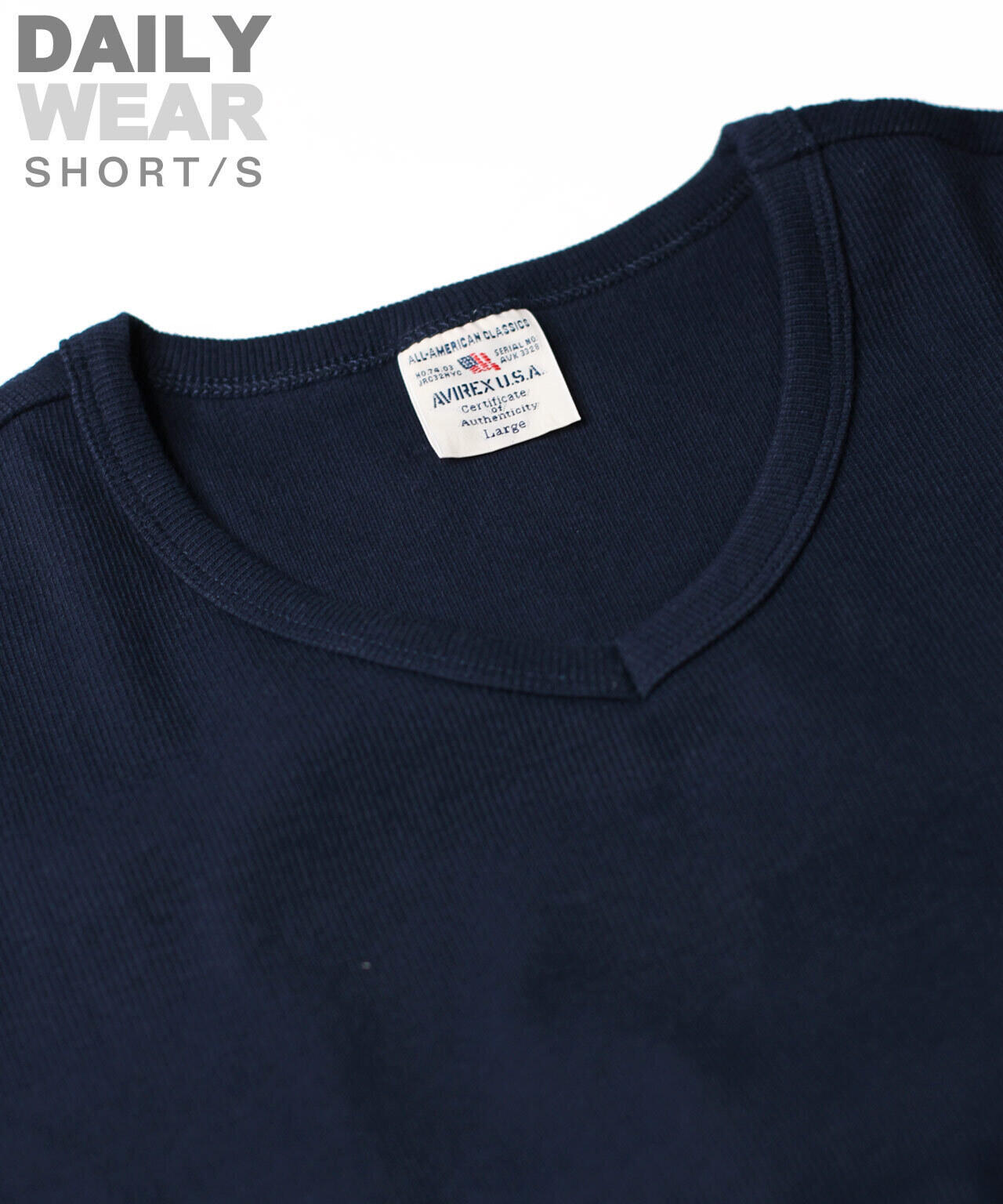 《DAILY/デイリー》RIB S/S V-NECK T-SHIRT/リブ 半袖 ブイネック Tシャツ デイリーウェア