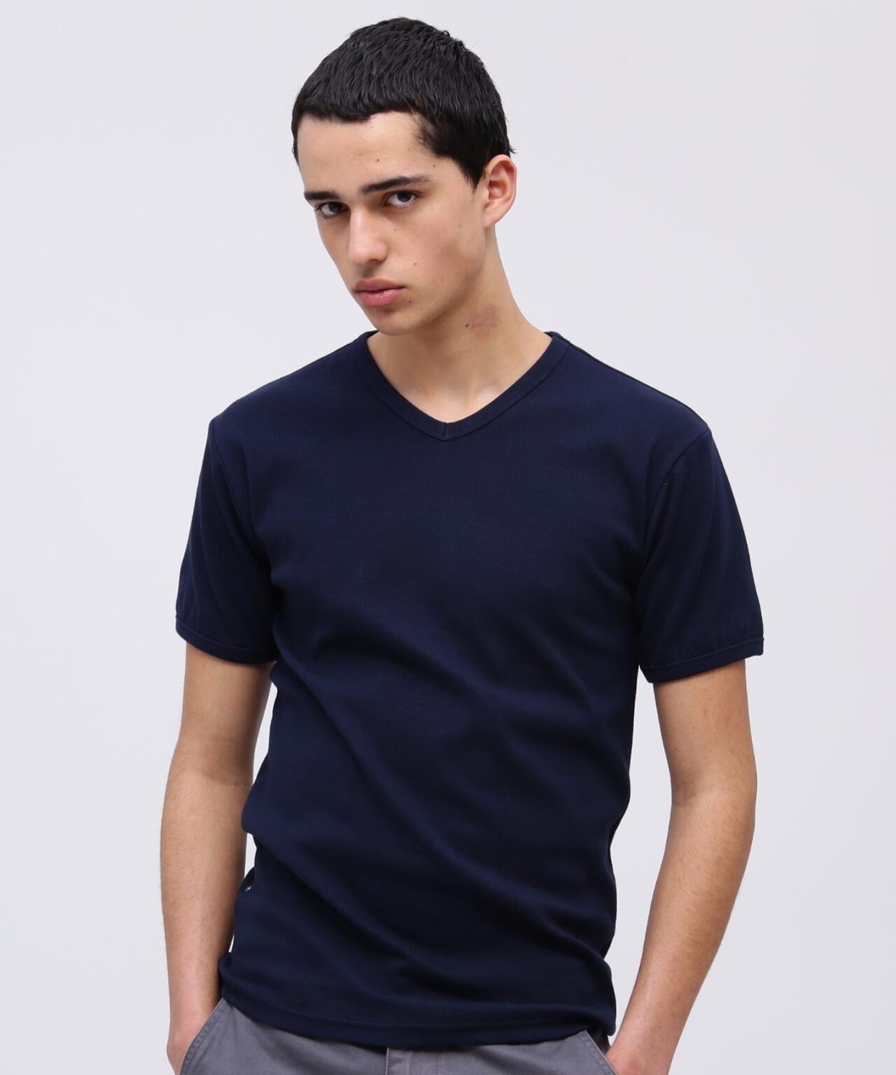《DAILY/デイリー》RIB S/S V-NECK T-SHIRT/リブ 半袖 ブイネック Tシャツ デイリーウェア