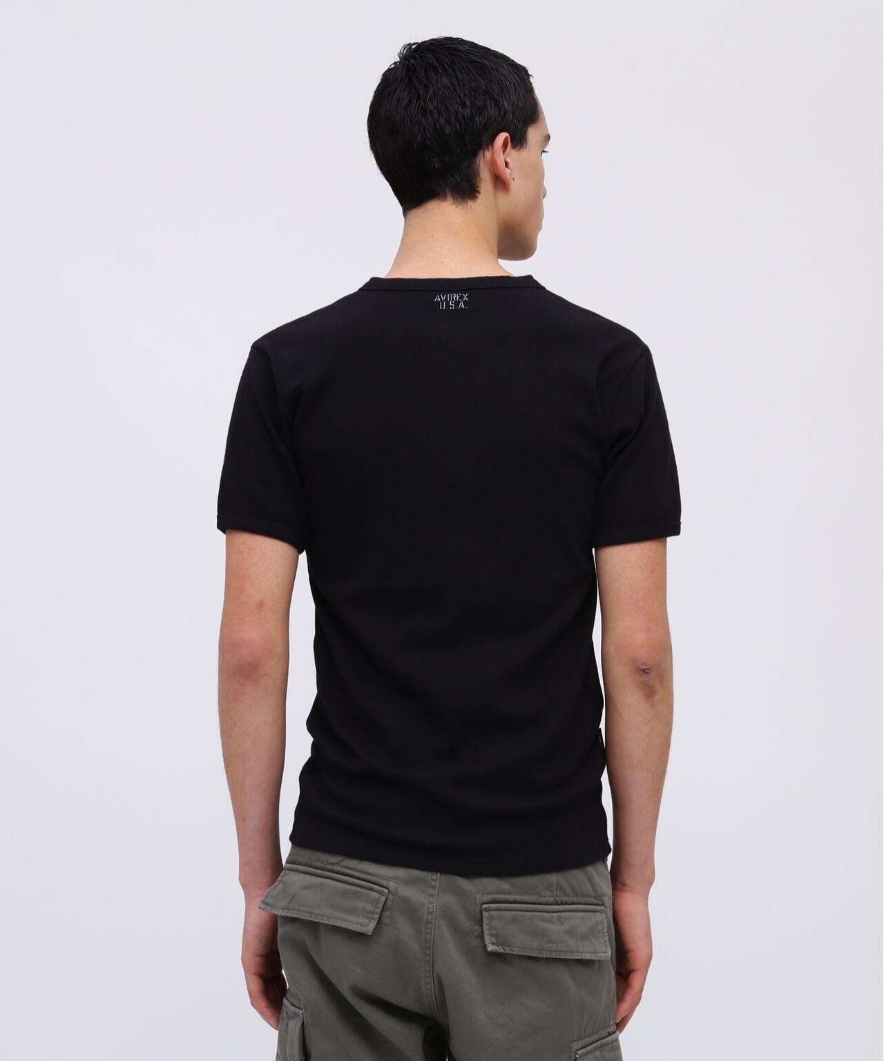 《DAILY/デイリー》RIB S/S HENLEY NECK T-SHIRT