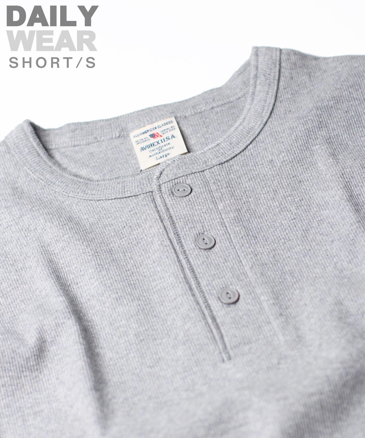 《DAILY/デイリー》RIB S/S HENLEY NECK T-SHIRT