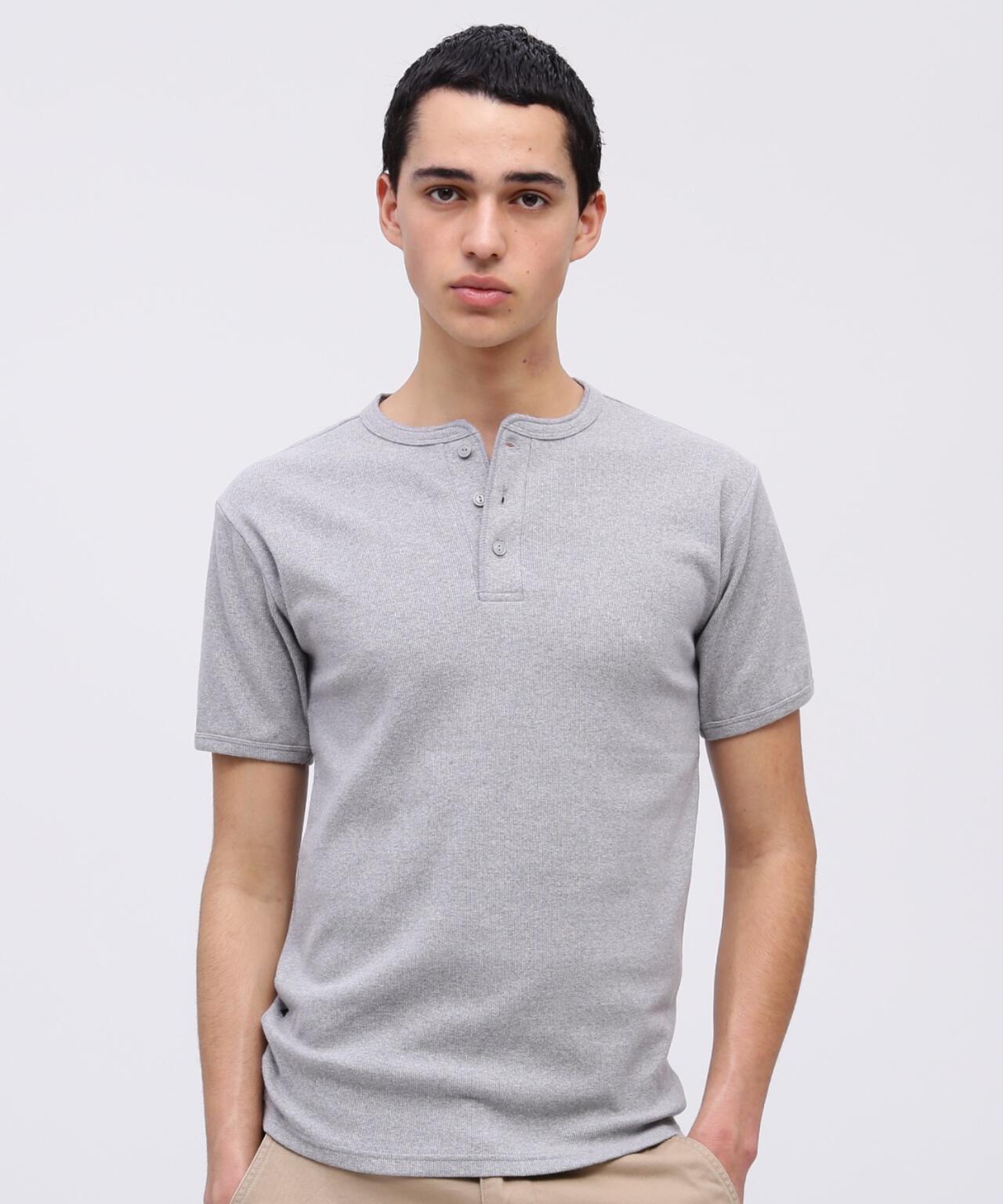 《DAILY/デイリー》RIB S/S HENLEY NECK T-SHIRT