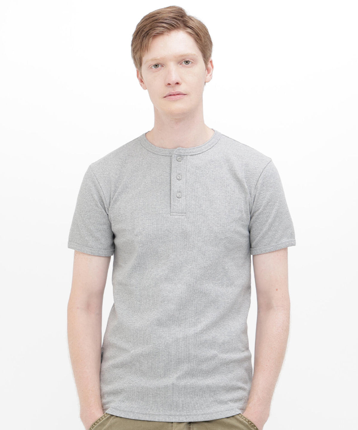 《DAILY/デイリー》RIB S/S HENLEY NECK T-SHIRT