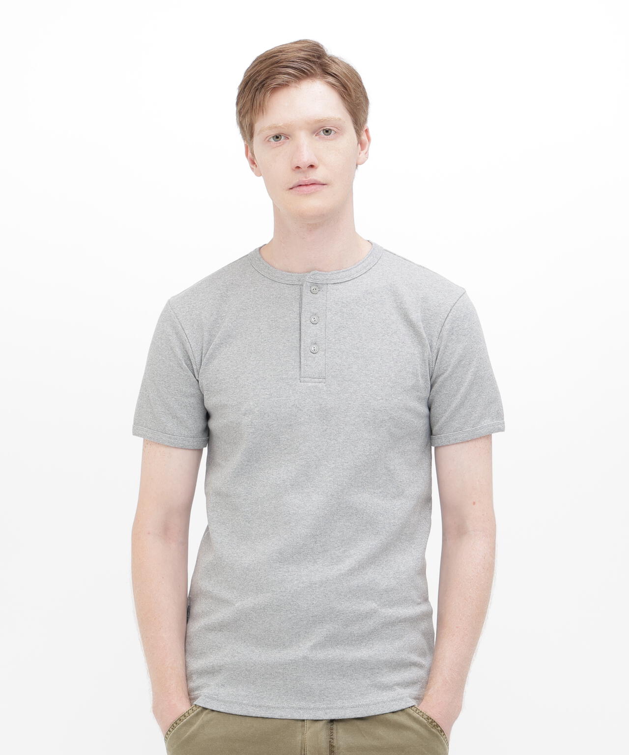 《DAILY/デイリー》RIB S/S HENLEY NECK T-SHIRT