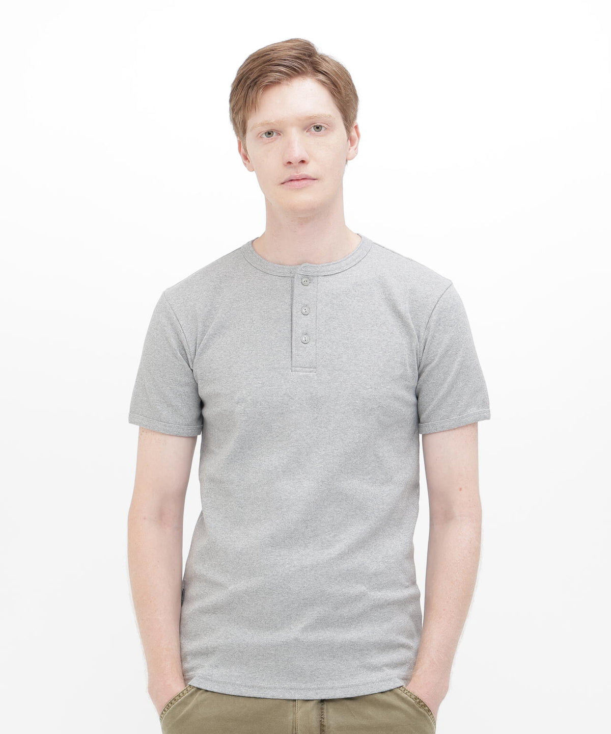 《DAILY/デイリー》RIB S/S HENLEY NECK T-SHIRT