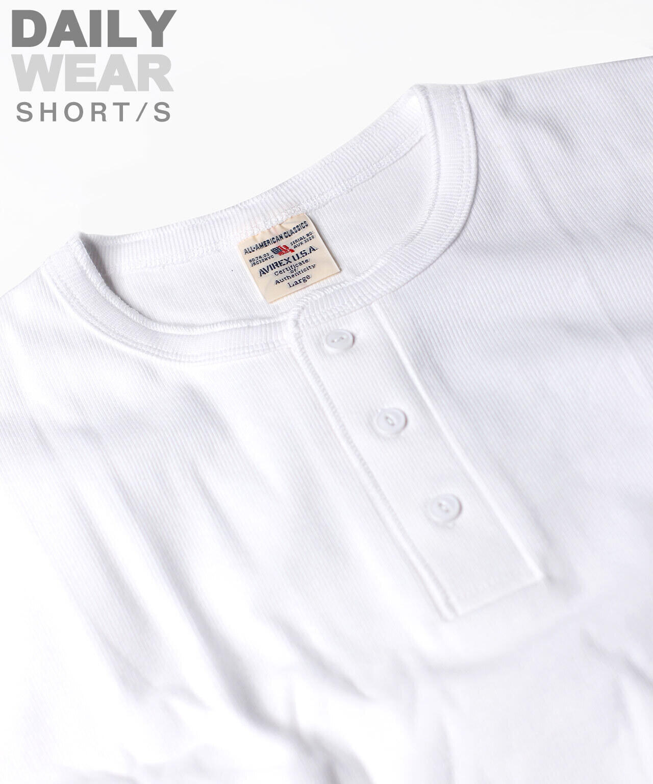 《DAILY/デイリー》RIB S/S HENLEY NECK T-SHIRT