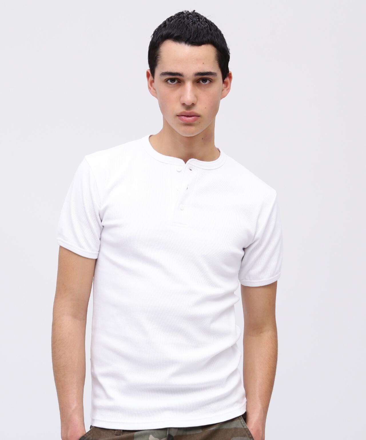 《DAILY/デイリー》RIB S/S HENLEY NECK T-SHIRT