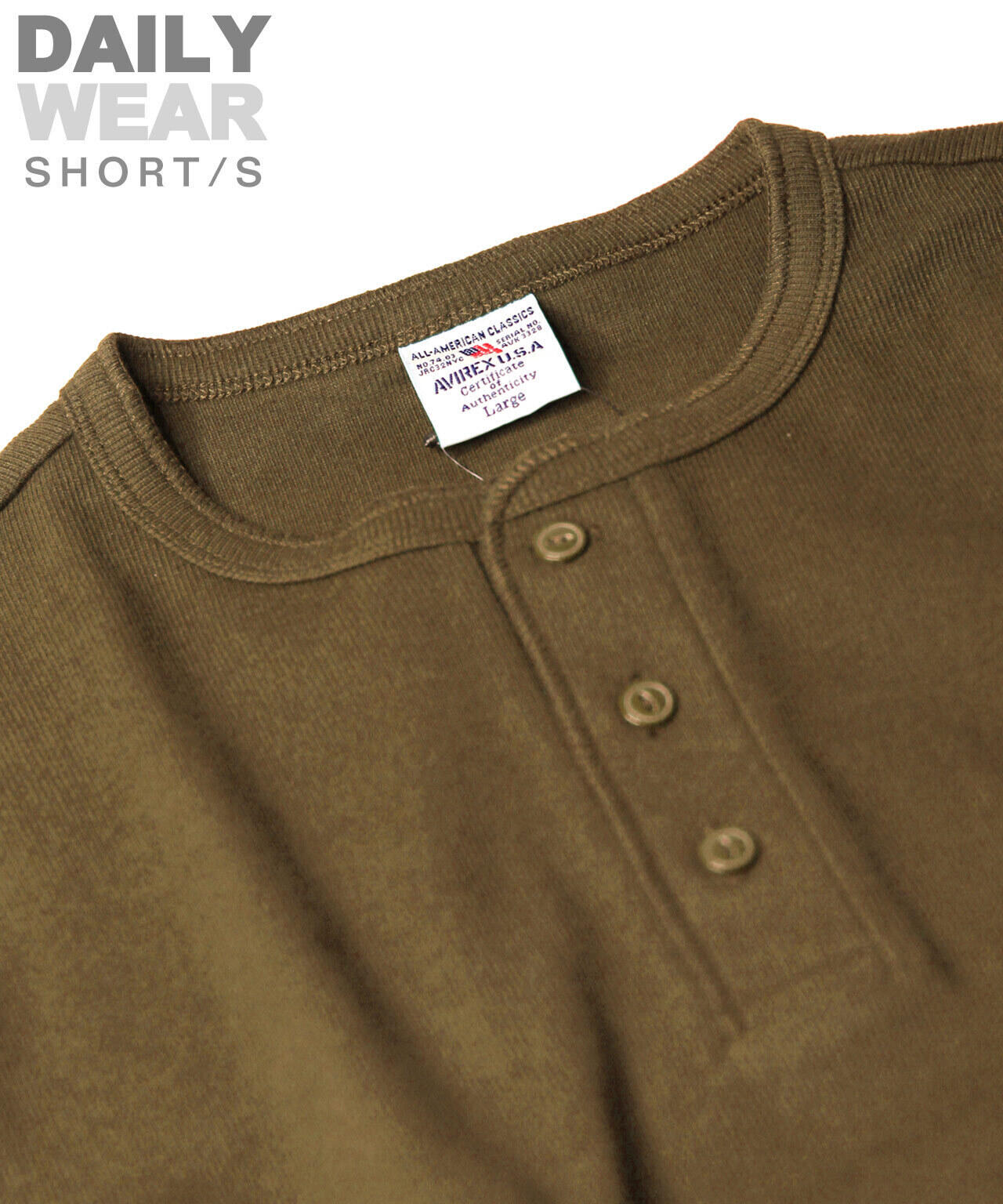 《DAILY/デイリー》RIB S/S HENLEY NECK T-SHIRT