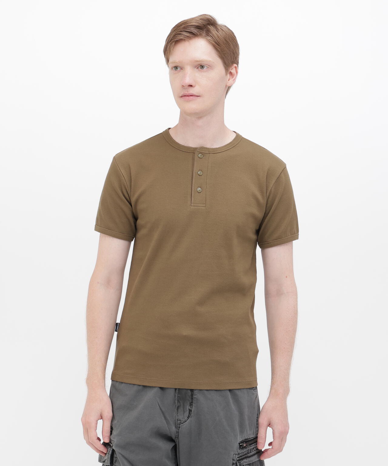 《DAILY/デイリー》RIB S/S HENLEY NECK T-SHIRT