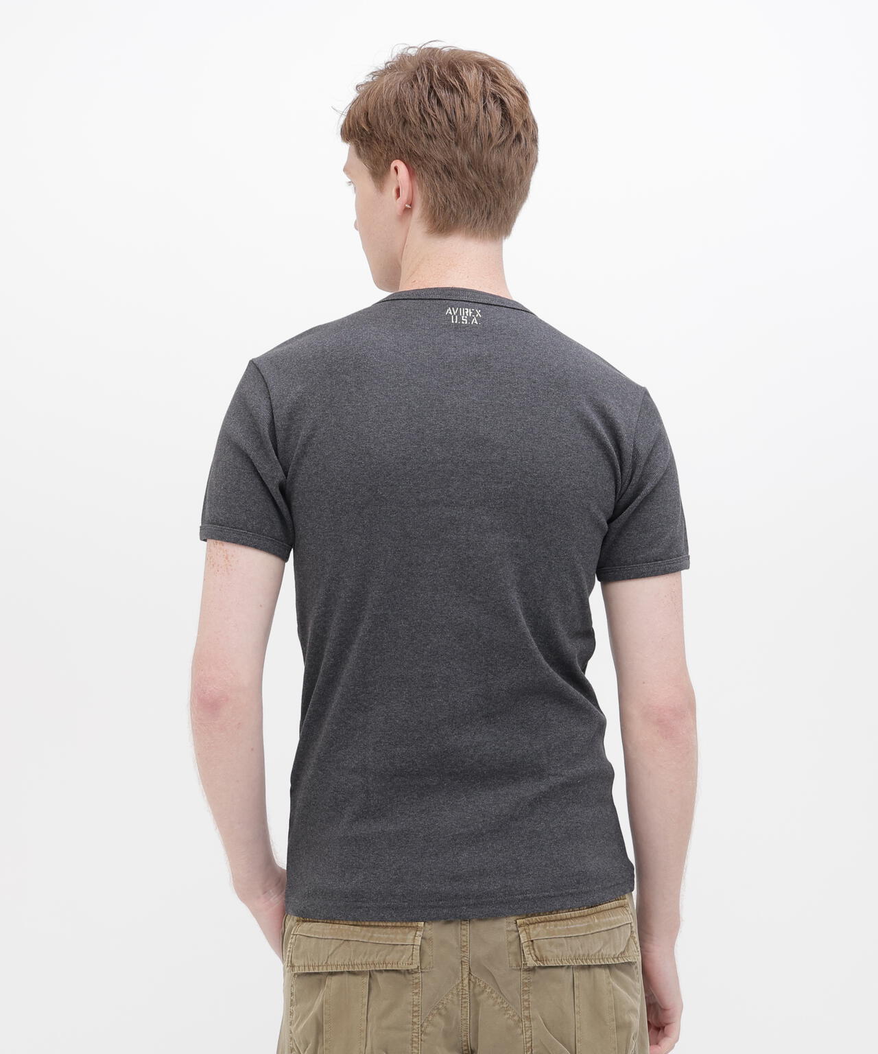 《DAILY/デイリー》RIB S/S HENLEY NECK T-SHIRT