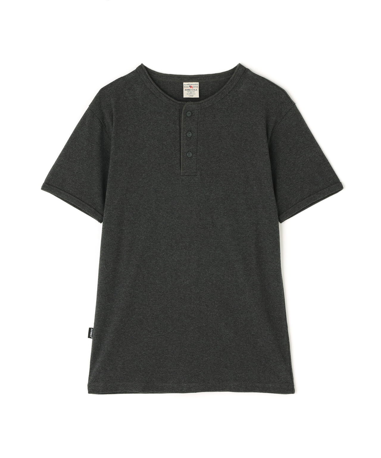 《DAILY/デイリー》RIB S/S HENLEY NECK T-SHIRT