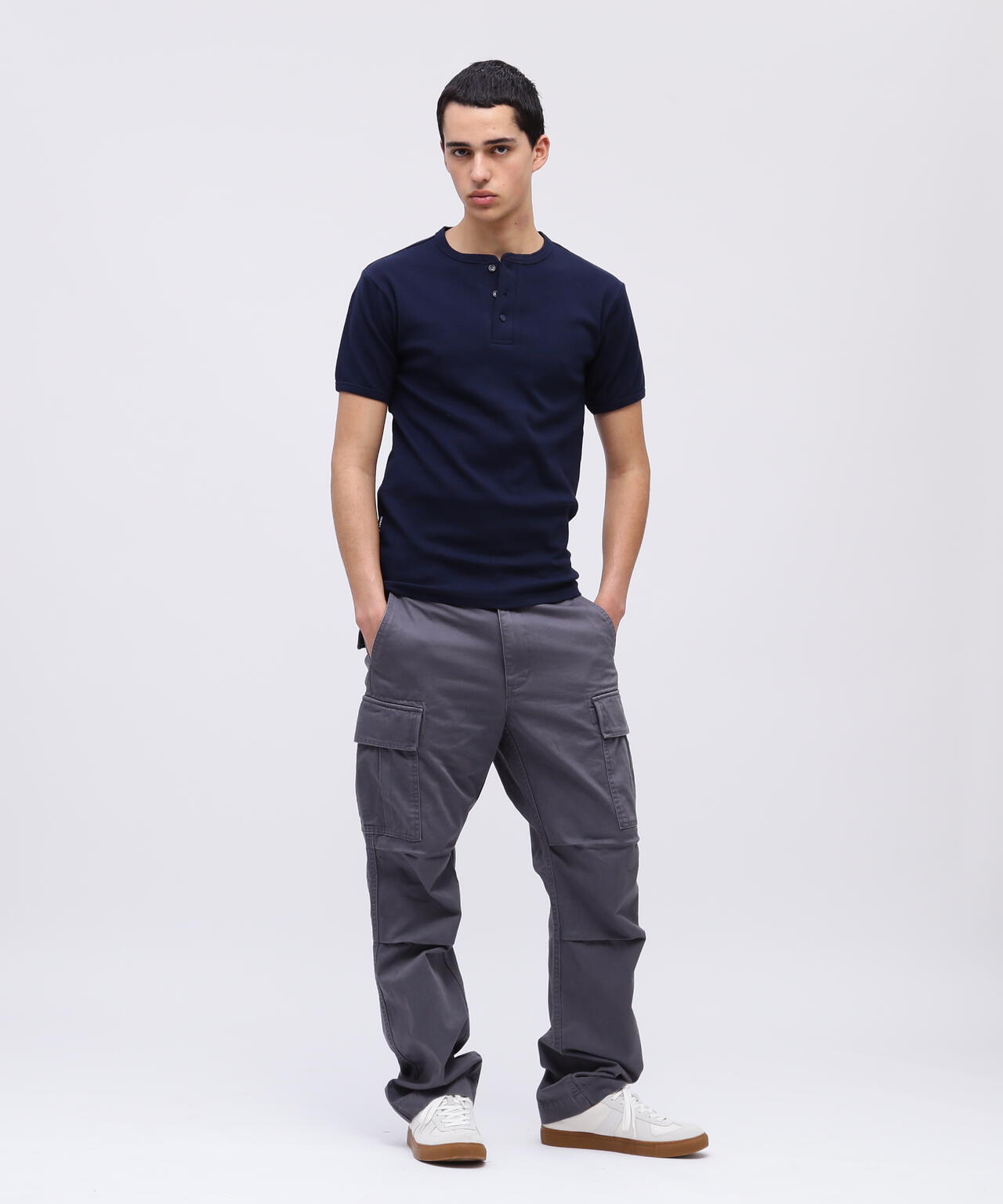 《DAILY/デイリー》RIB S/S HENLEY NECK T-SHIRT