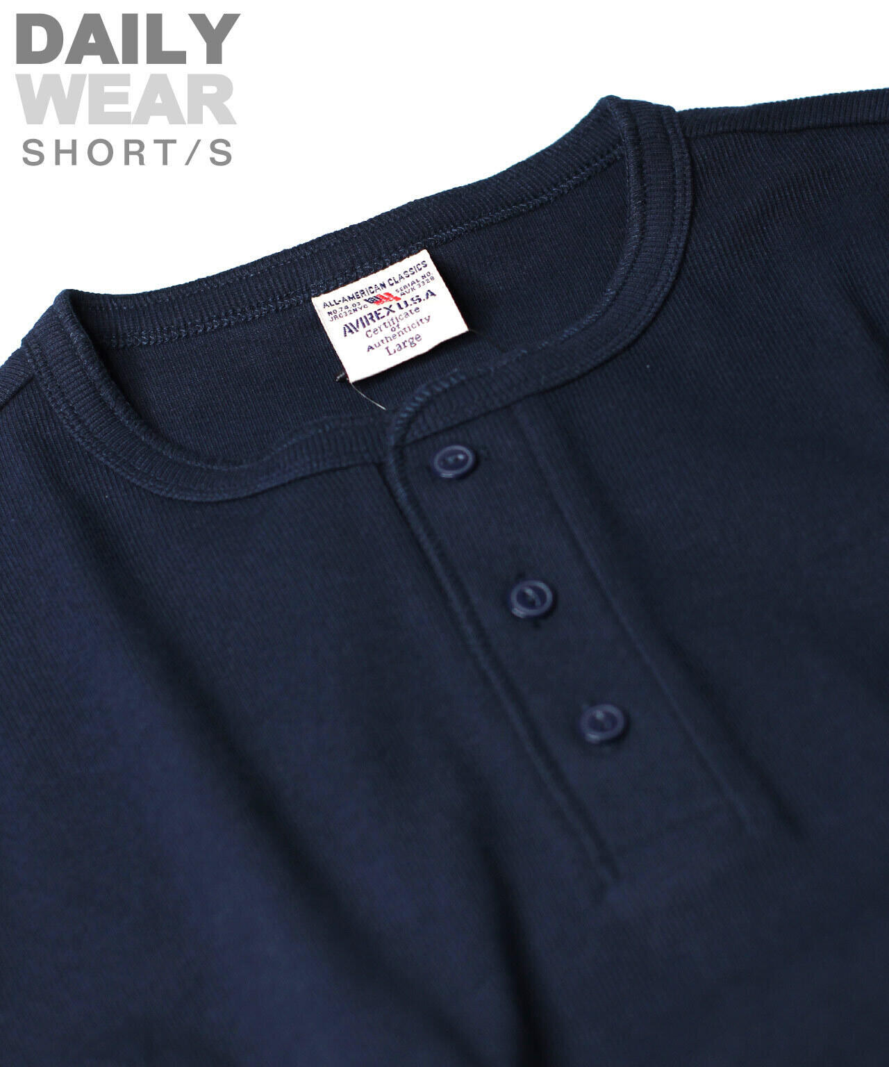 《DAILY/デイリー》RIB S/S HENLEY NECK T-SHIRT