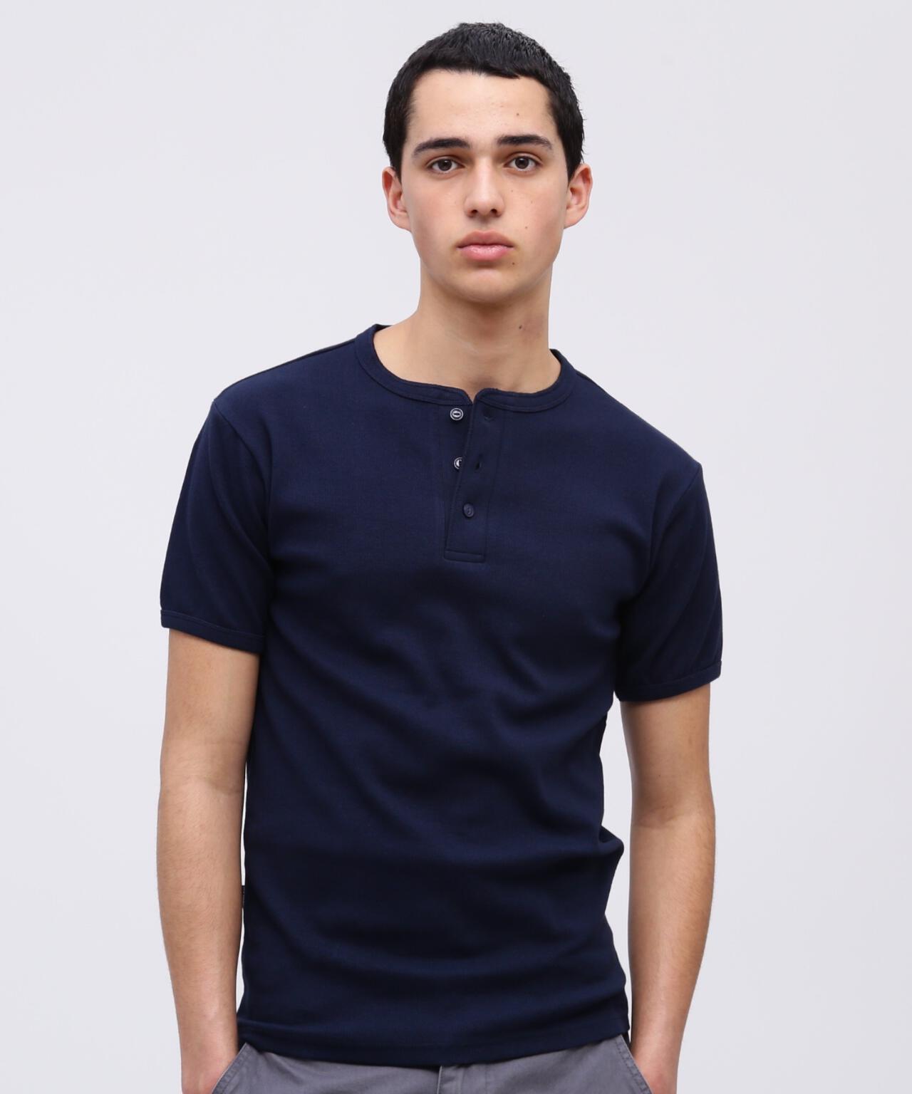 《DAILY/デイリー》RIB S/S HENLEY NECK T-SHIRT