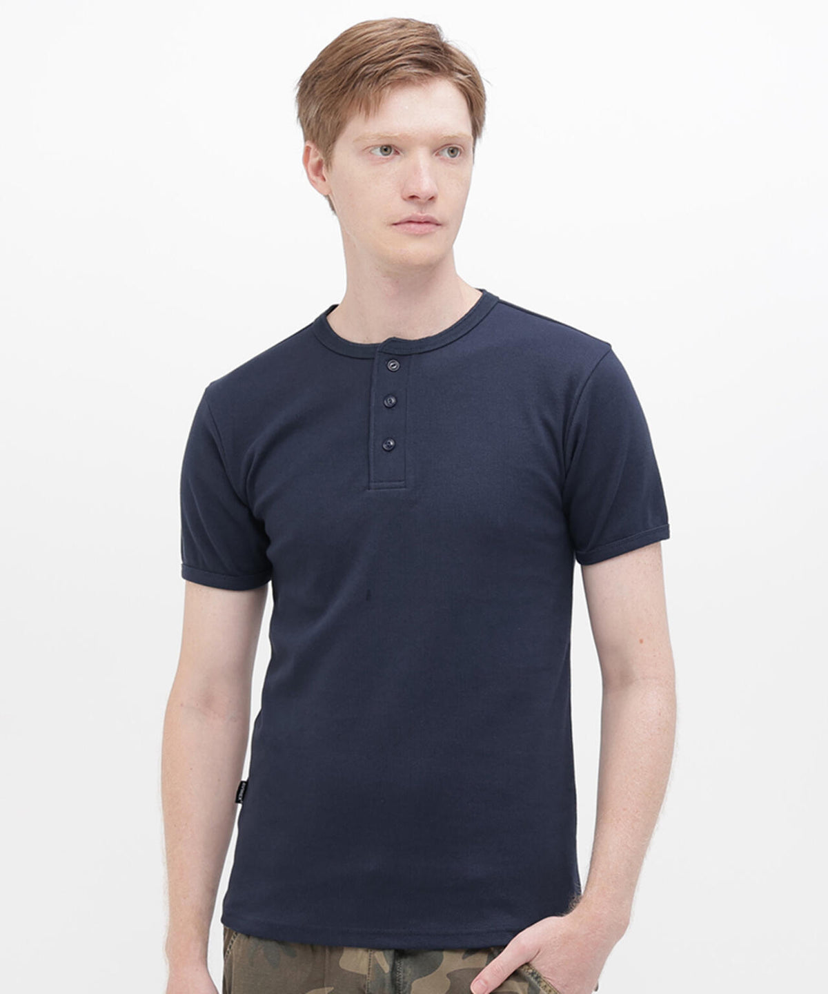 《DAILY/デイリー》RIB S/S HENLEY NECK T-SHIRT