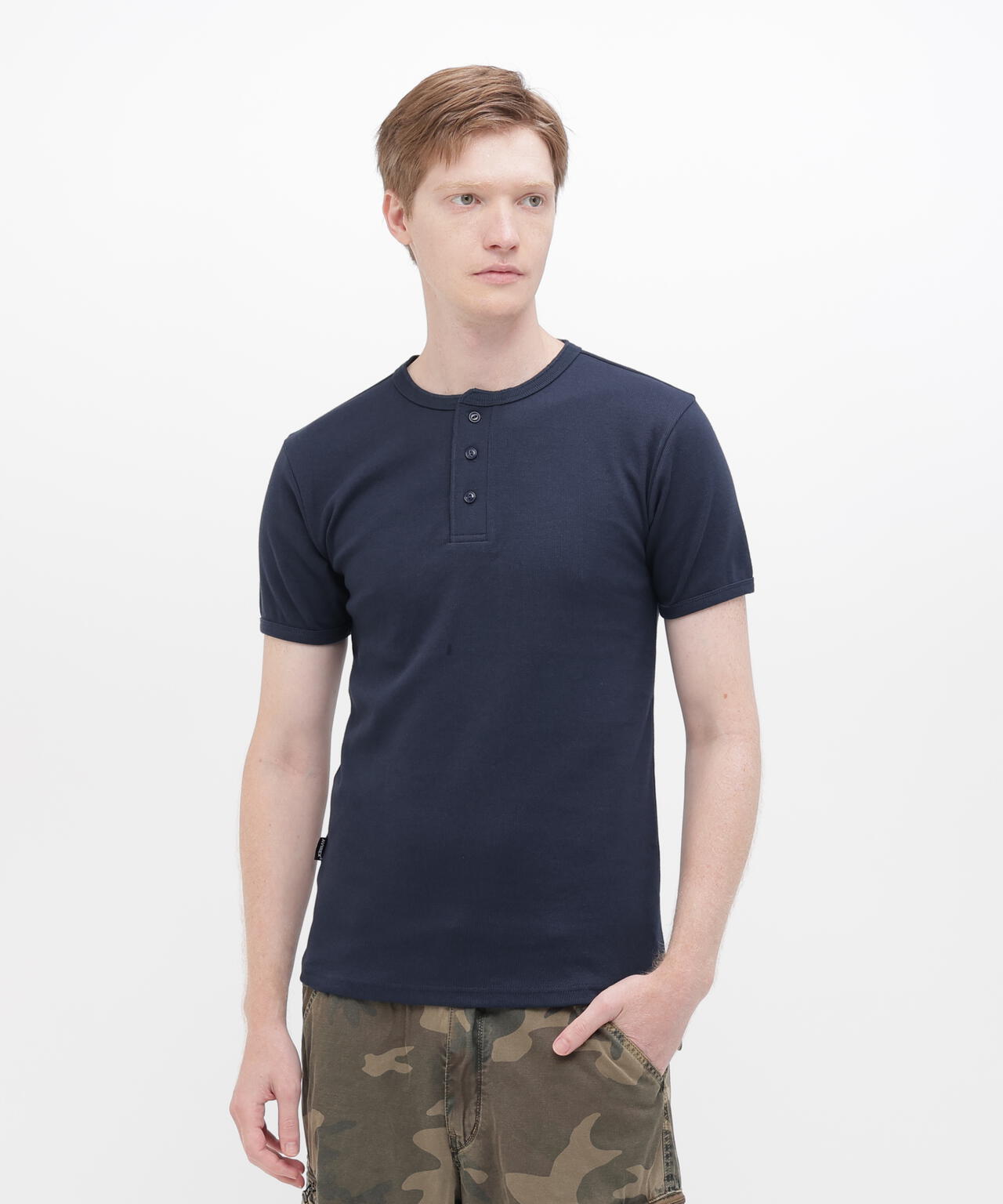 《DAILY/デイリー》RIB S/S HENLEY NECK T-SHIRT