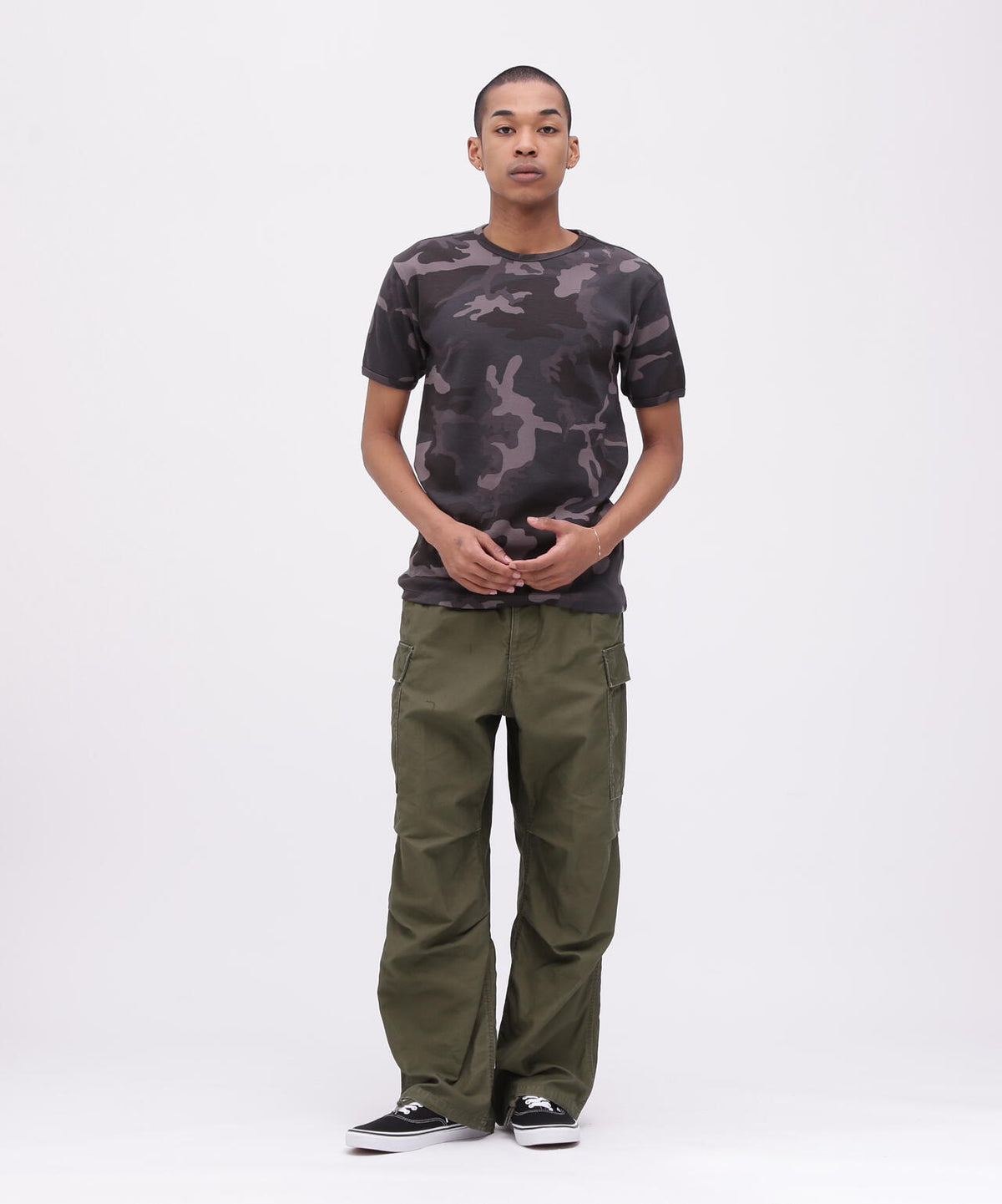 《DAILY/デイリー》RIB SHORT SLEEVE CREW NECK T-SHIRT ”CAMOUFLAGE”