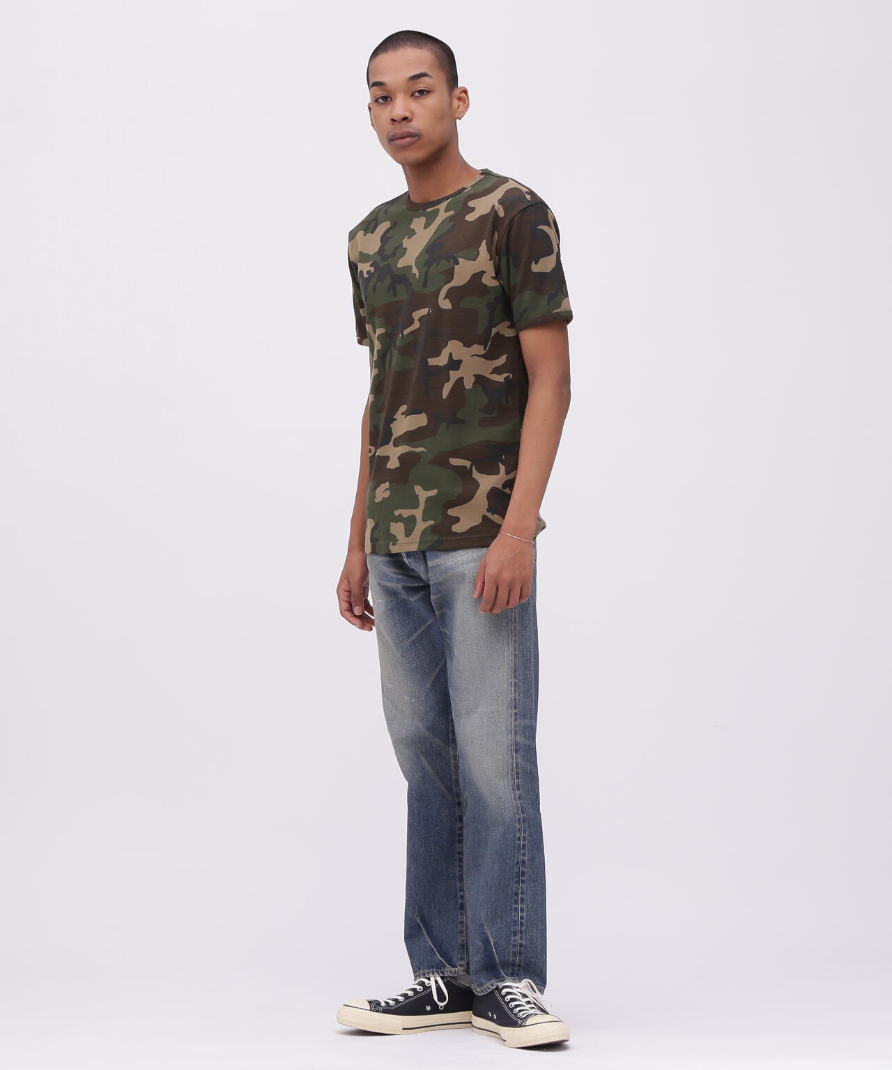 《DAILY/デイリー》RIB SHORT SLEEVE CREW NECK T-SHIRT ”CAMOUFLAGE”