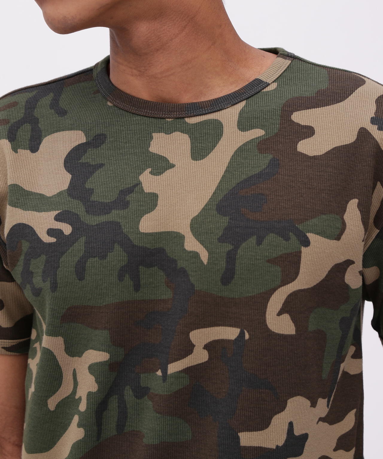 《DAILY/デイリー》RIB SHORT SLEEVE CREW NECK T-SHIRT ”CAMOUFLAGE”