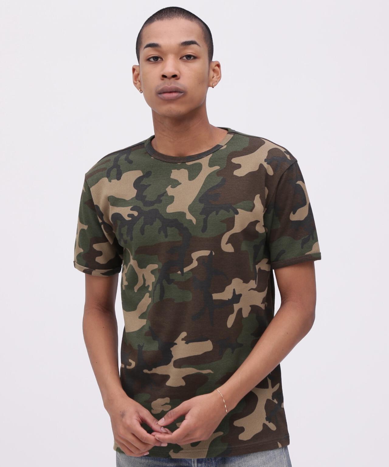 《DAILY/デイリー》RIB SHORT SLEEVE CREW NECK T-SHIRT ”CAMOUFLAGE”