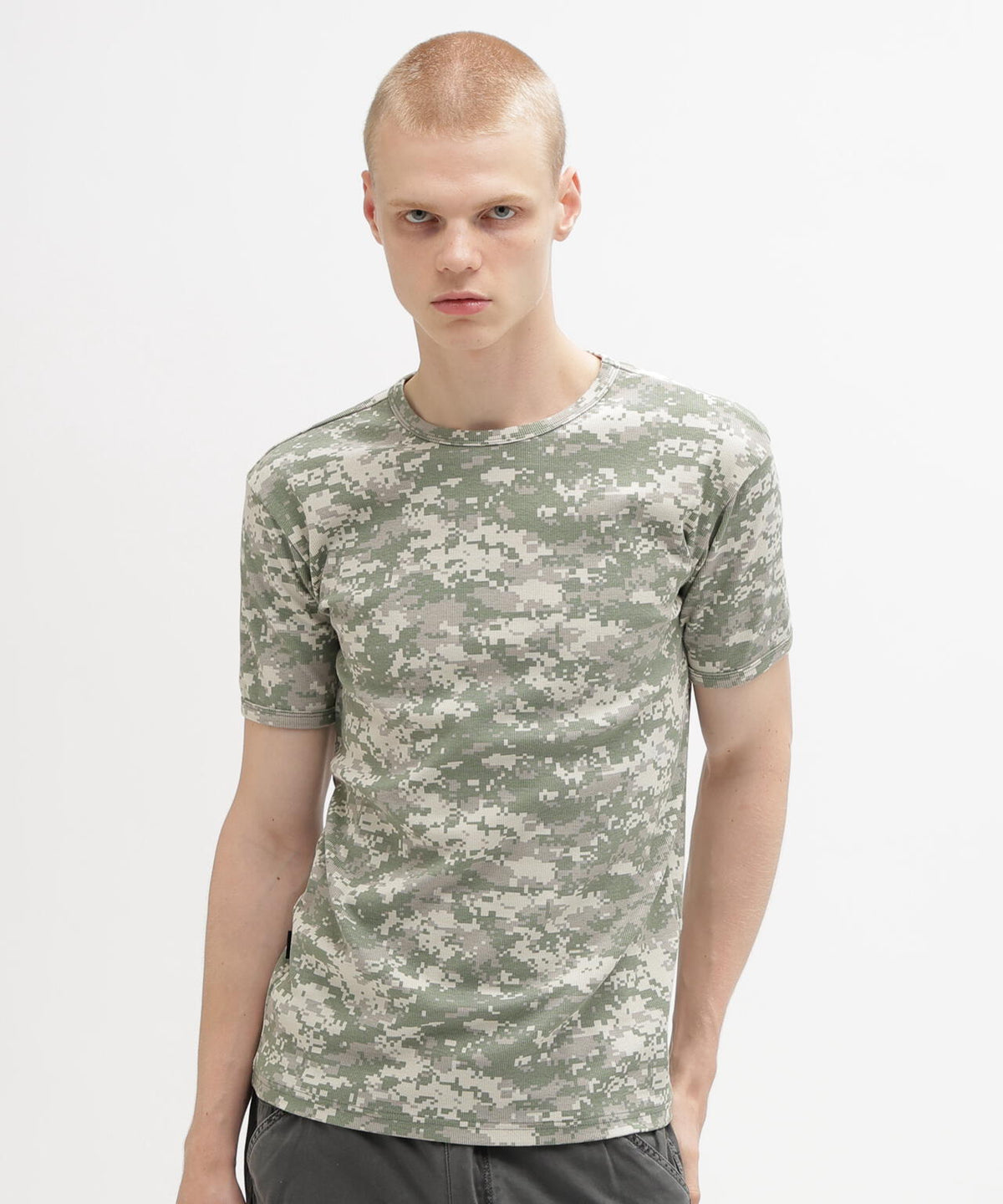 《DAILY/デイリー》RIB SHORT SLEEVE CREW NECK T-SHIRT ”CAMOUFLAGE”